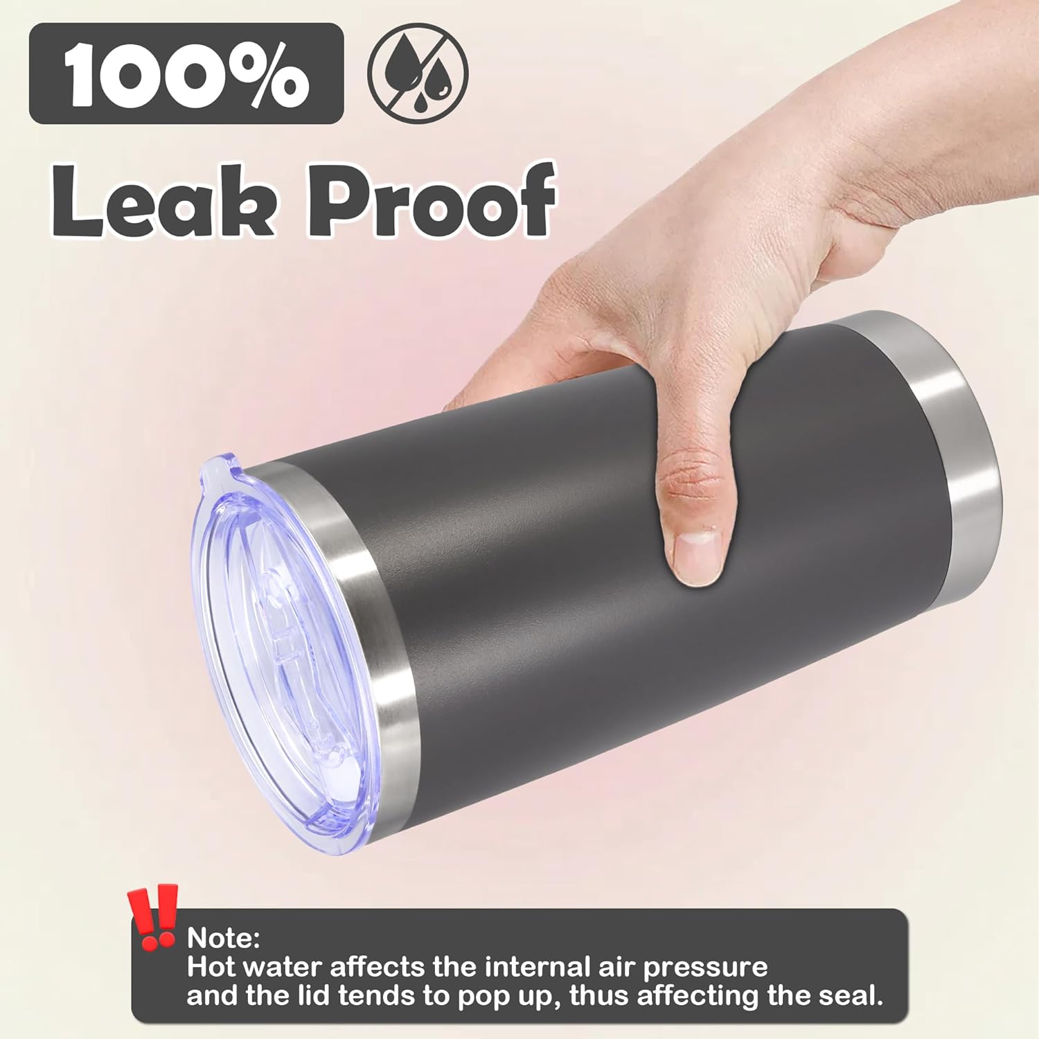 20oz Tumbler Stainless Steel Tumbler Cup with Lid Vacuum Insulated Double Wall Travel Mug, Durable Powder Coated Travel Coffee Tumbler Mug for Hot & Cold Drinks, Grey,1 Pack - Image 6