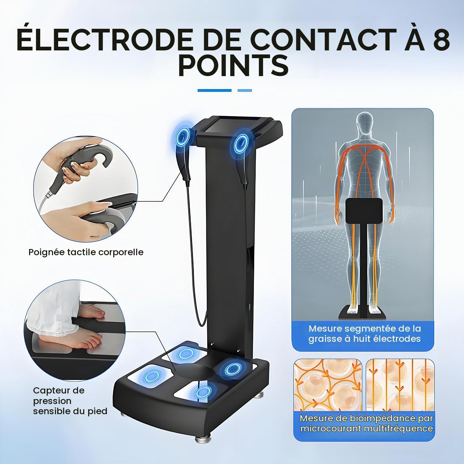 Balance intelligente pour le poids corporel : balance de graisse corporelle avec IMC, masse musculaire, 20 mesures de composition corporelle avec grand écran précis