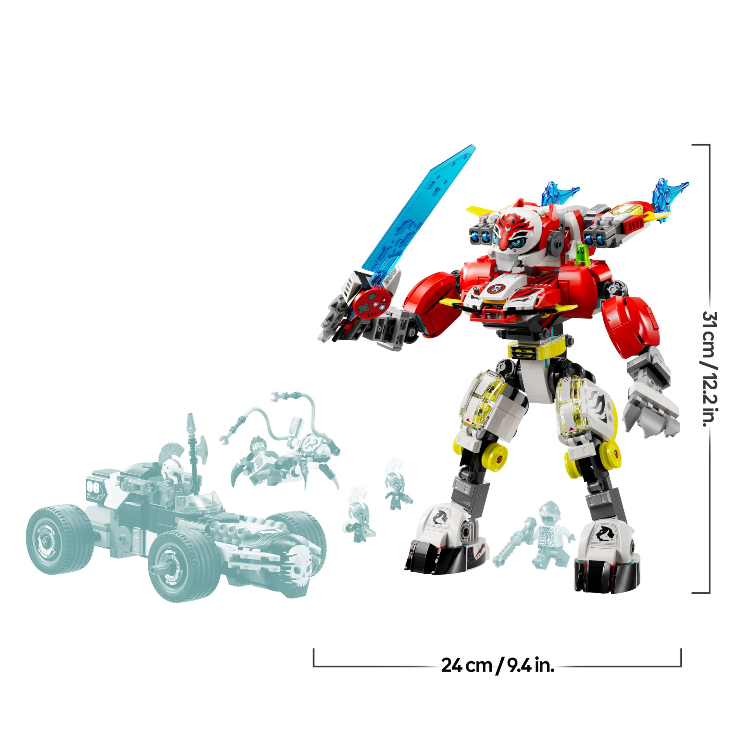 LEGO DREAMZzz Mech Tigre di Cooper e Bolide di Zero, Gioco di Ruolo per Bambini e Bambine da 9 Anni con Veicoli Trasformabili come Robot e Macchina Giocattolo, Idea Regalo di Compleanno 71497