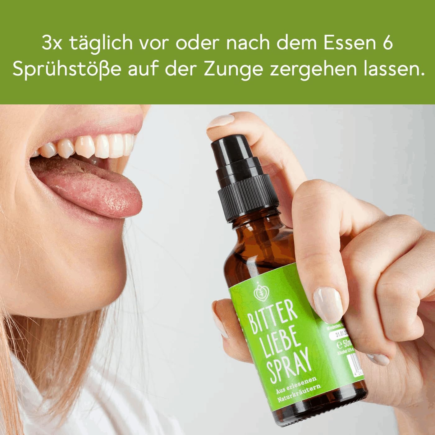BitterLiebe - Bitterstoffe Spray 50ml - Bittertropfen als praktisches Spray - Artischocke & Löwenzahn gegen Süßhunger - nach Hildegard von Bingen