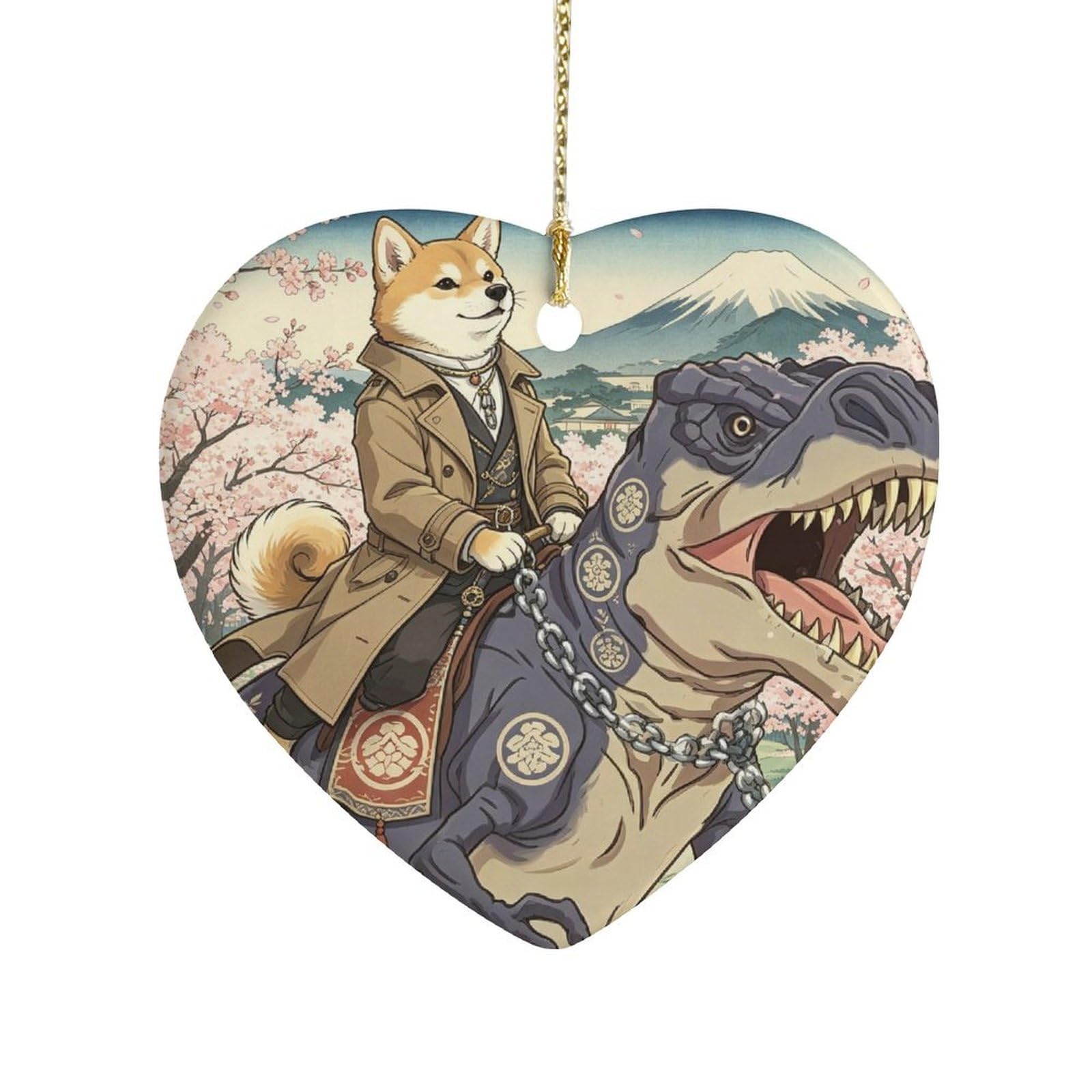 Fekiloot Style Dog And Dinosaur Ceramic Ornament Home Decor Keepsake
