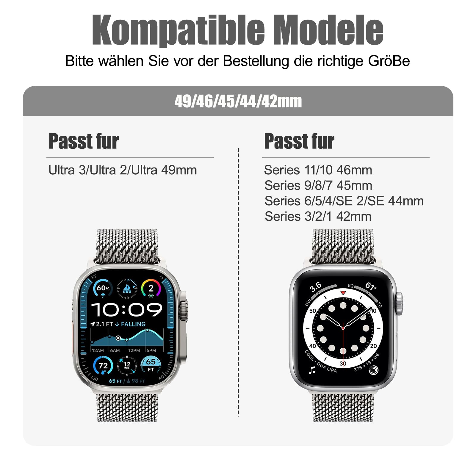 Cinturino per Apple Watch Ultra 3/2/1 49mm, Fibbia Stile Paracadute, Cinturini Milanese in Titanio per iWatch Series Series 11 10 9 8 7 6 5 4 Ultra SE 3 2 1, 49mm/46mm/45mm/44mm/42mm(Series 3/2/1)