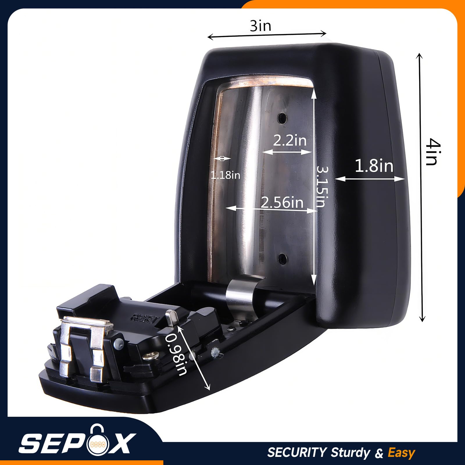 Sepox Key 4-digit Combination Weather Resistant Wall Mount Key Safe SEPOX Key ...