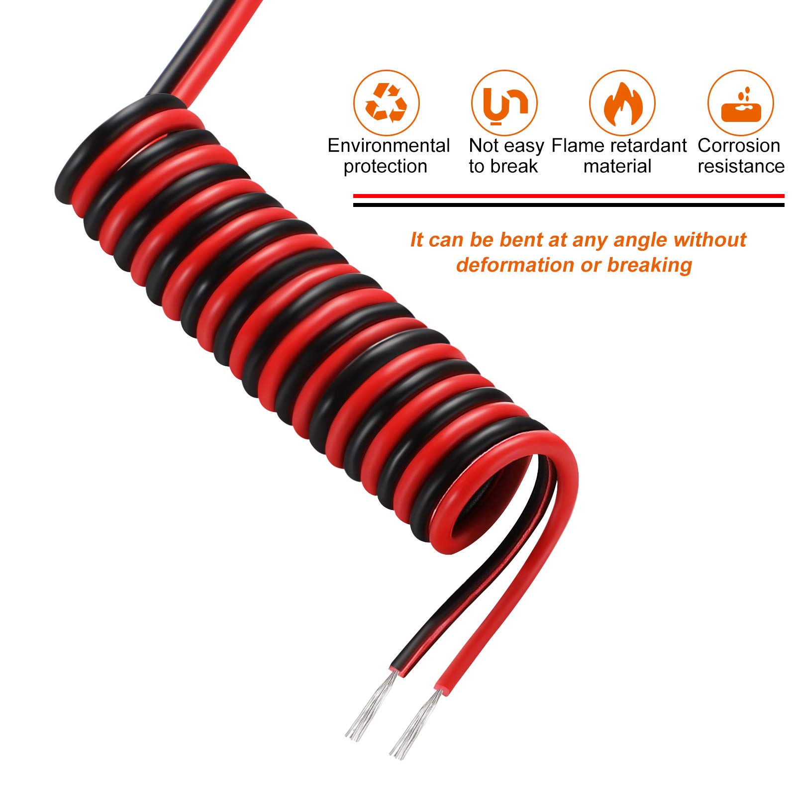 Câble D'extension LED 20 M - 2 Fils Rouge/noir 22AWG, Pour Ruban LED 12V/24V, Bricolage électronique