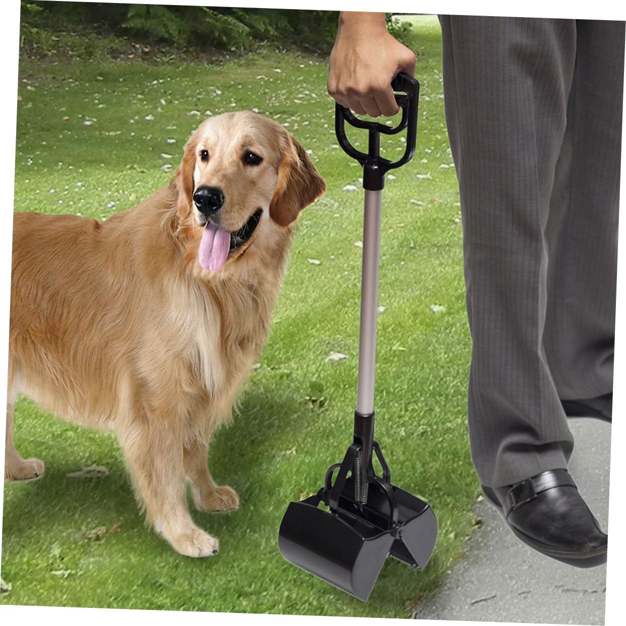 Hundekotschaufel für Hunde mit Langem Griff aus Aluminium und Kunststoff | Schwarz, Leichtes Design, zur Reinigung von Tierkot, Tragbar für Unterwegs