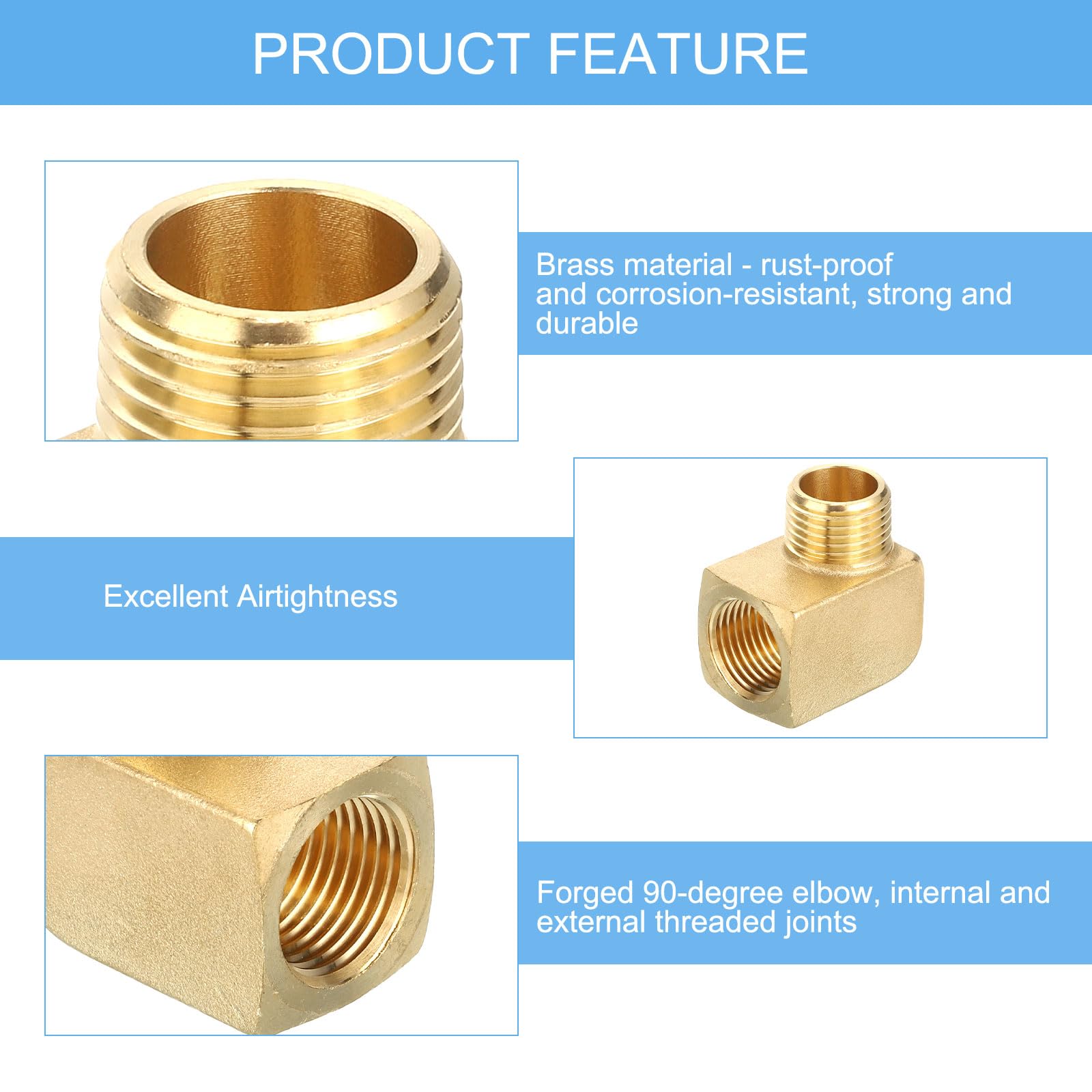 QUARKZMAN 5Pcs Raccord de Tuyau en Laiton 90 Degrés Coude 1/2" NPT