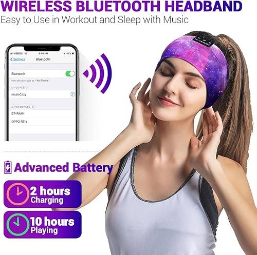 Miniatura 3 de LC-dolida Auriculares para dormir con diadema Bluetooth inalámbrica para dormir con altavoces estéreo HD finos perfectos para dormir de lado,