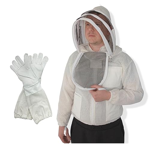 Chaqueta de abeja ventilada 3 capas de malla para el cuerpo comodidad Menos protección con velo de fácil acceso y cremalleras YKK, chaqueta