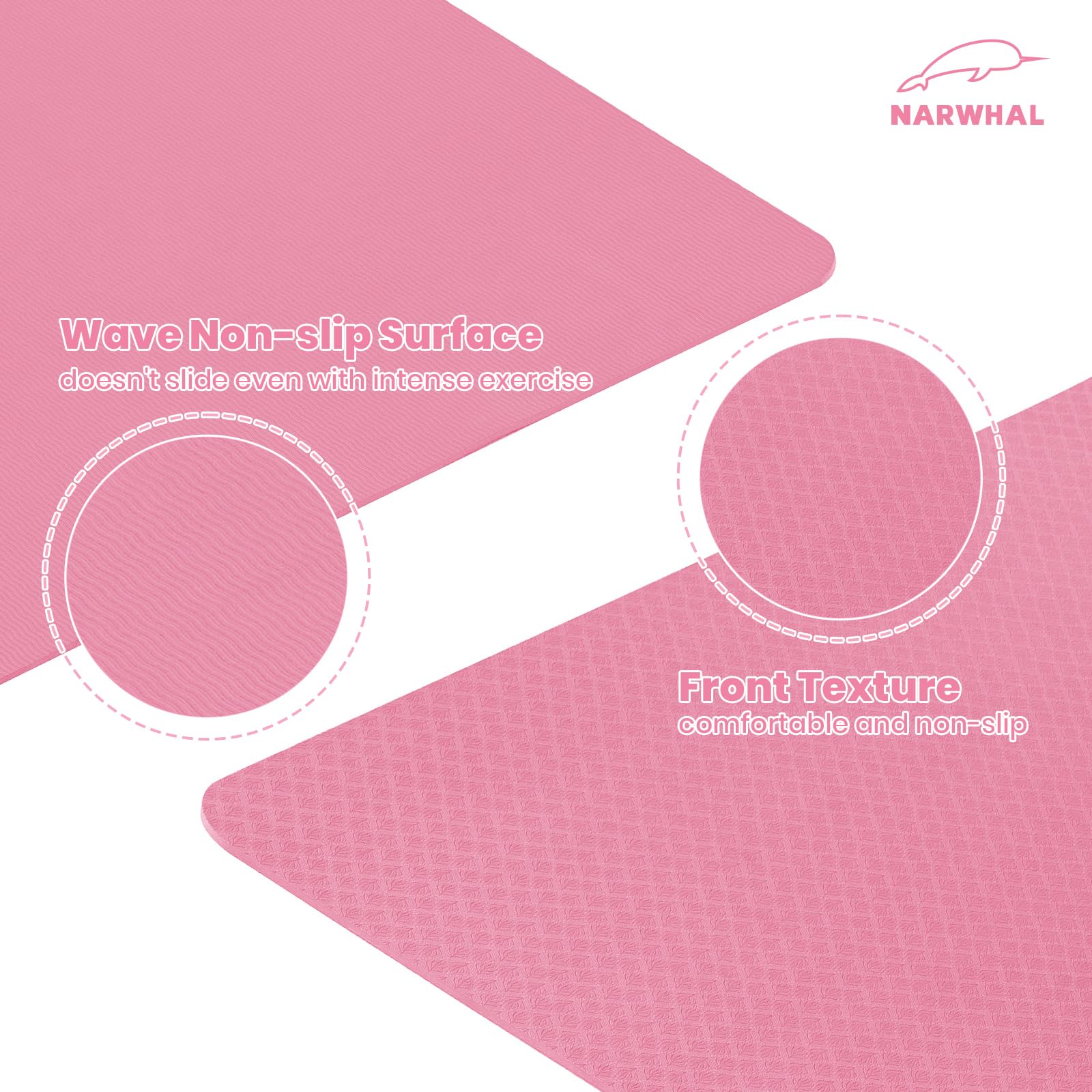 Narwhal Tappetino da yoga in TPE antiscivolo, misura grande, XXL, 190 x 80 x 0,6 cm, spessore 6 mm, tappetino da yoga per donne e uomini, per esercizi in palestra, pilates, fitness e allenamento