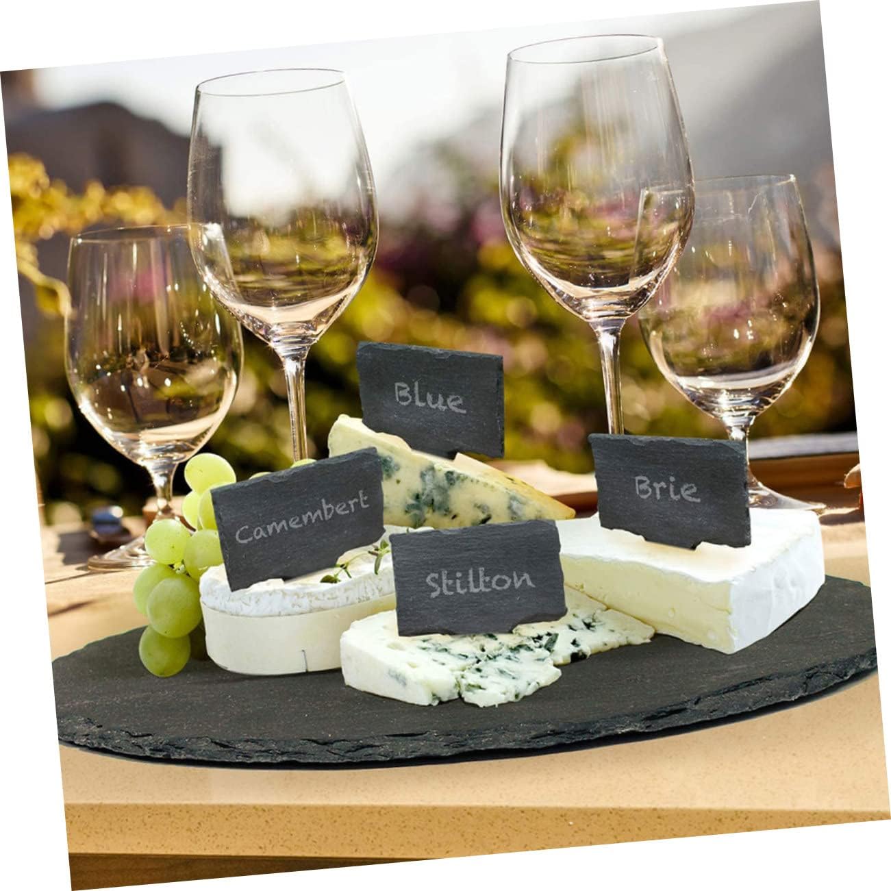 Zerodeko Cheese Labels Set Square Inserts for Cheese Boards Reusable Dessert Toppers Pencils for Parties and Celebrations