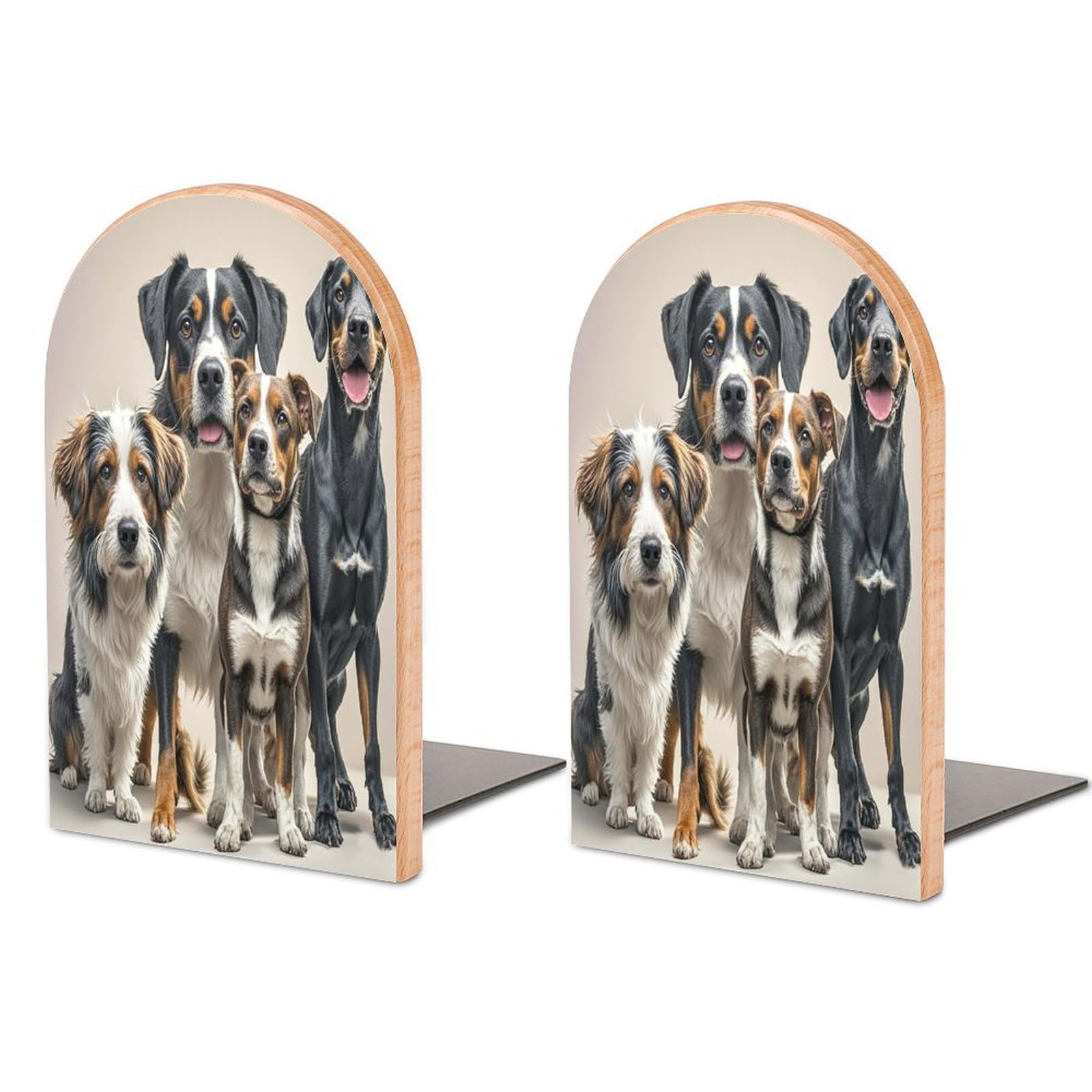 Dogs Bookend for Shelves Unique Book End Sturdy Books Holder Heavy Duty Wooden Bookends Support Non-Slip Book Organizers Decorative Modern Bookend Holder for Home