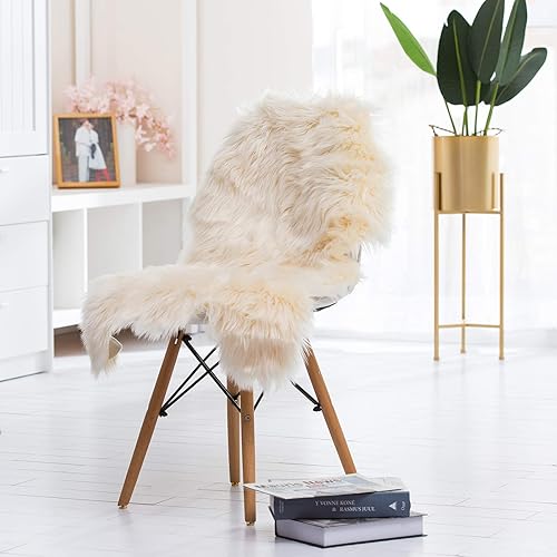 Miniatura 19 de HYSEAS Alfombra de piel de oveja sintética color negro, 2 x 3 pies, paquete de 2, mullida y esponjosa para suelo interior, sofá, silla, dormitorio