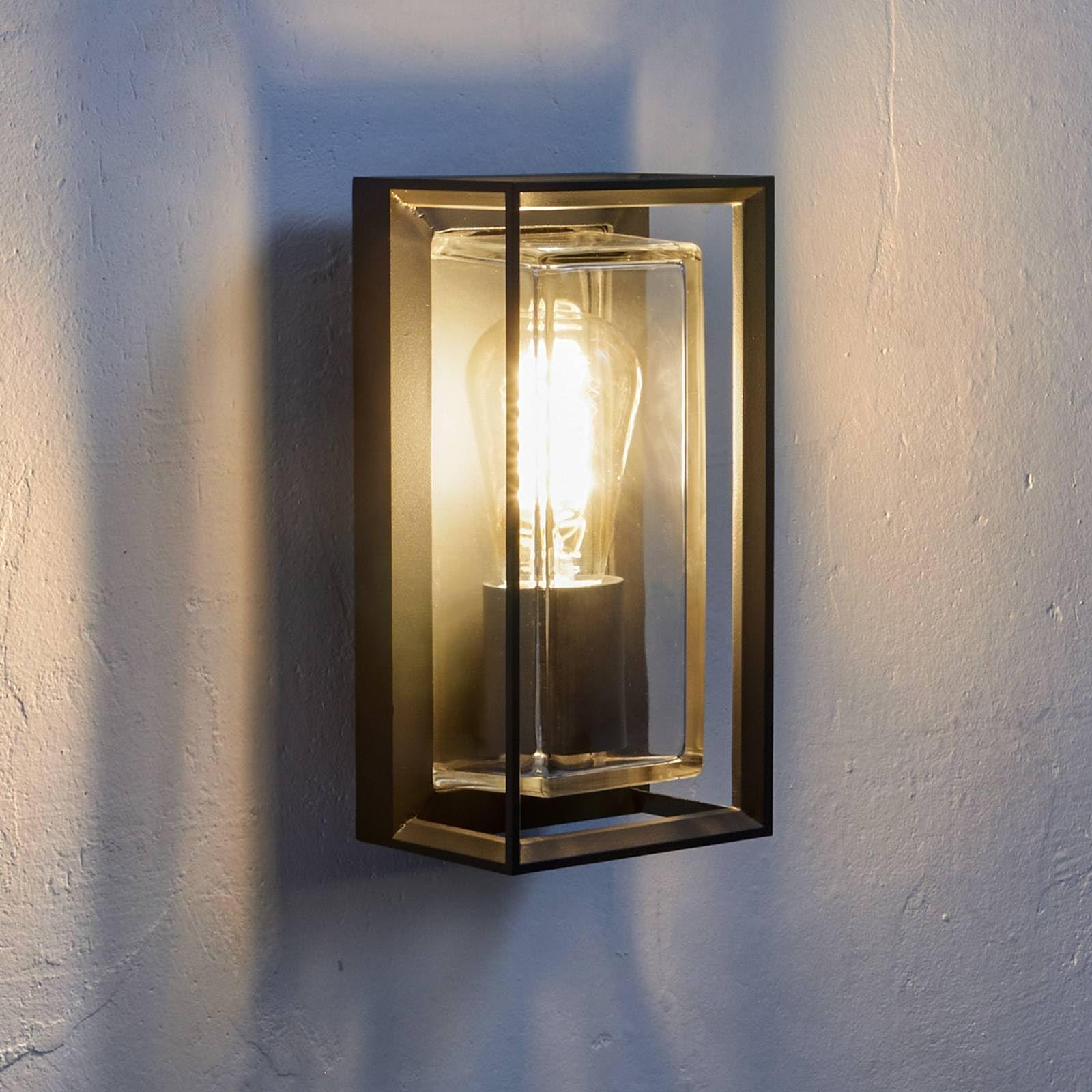 Arcchio Wandlampe außen Aluminium Glas, Wandleuchte aussen Außenleuchte IP65 Außenlampe 1x E27 ohne Leuchtmittel Außenwandleuchten Garten