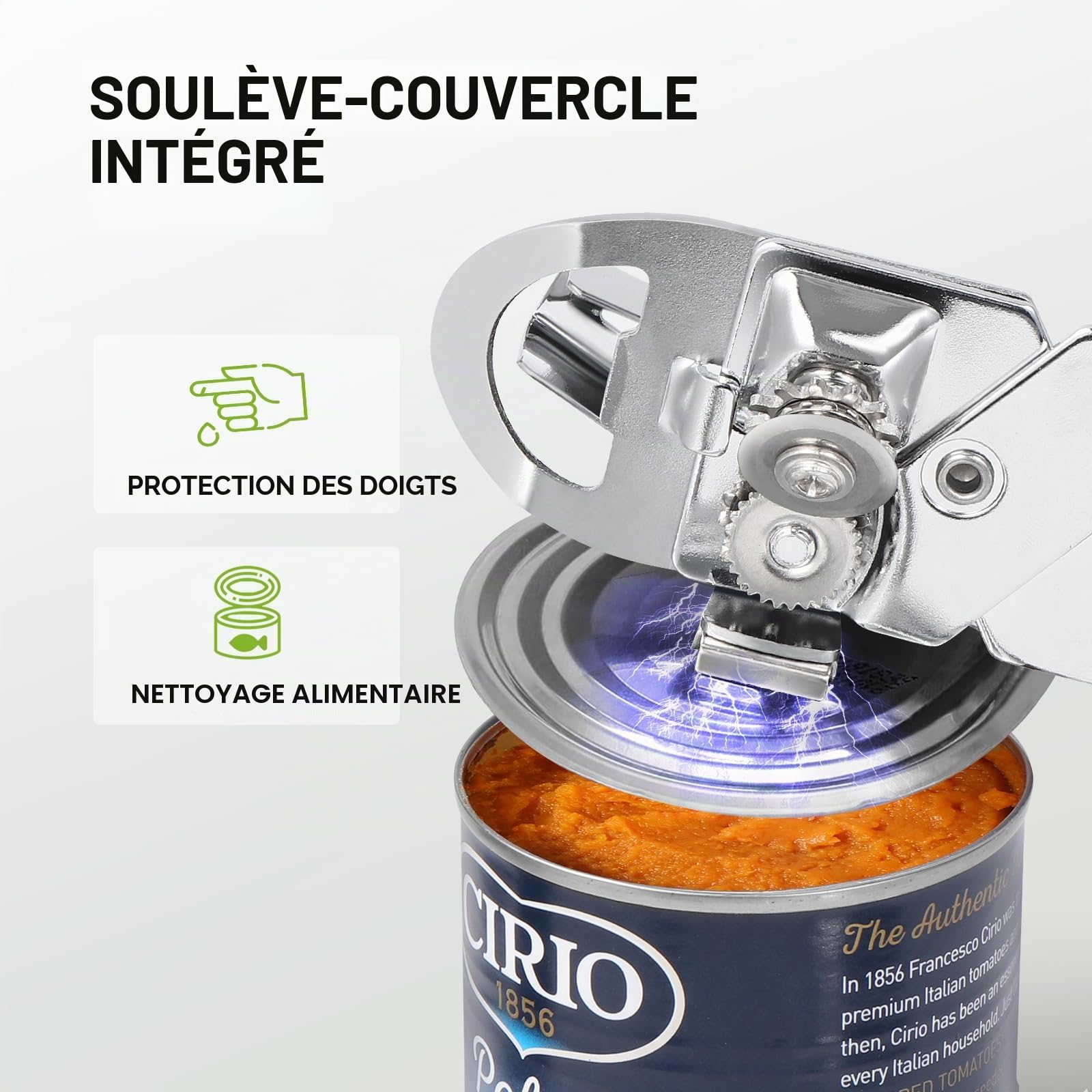 Ouvre Boite de Conserve 3 en 1 Manuel Acier Inoxydable, Diboniur