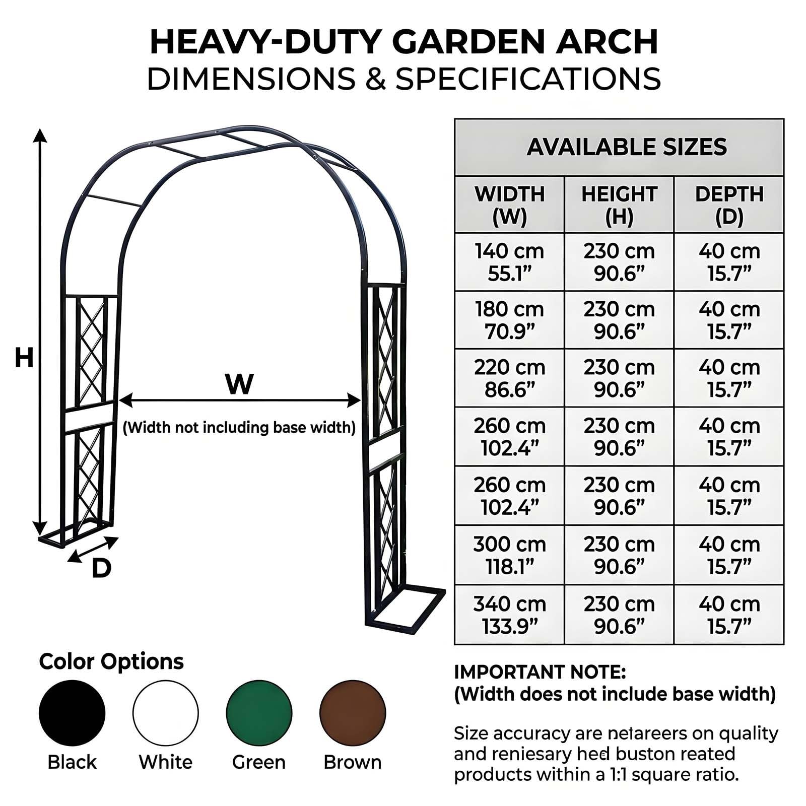 Wytrzymały stalowy łuk ogrodowy – regulowana kratka 140–340 cm do roślin pnących, róż i winorośli, pergola na zewnątrz i altana, na wesela i dekorację podwórka, czarny 300 x 230 x 40 cm
