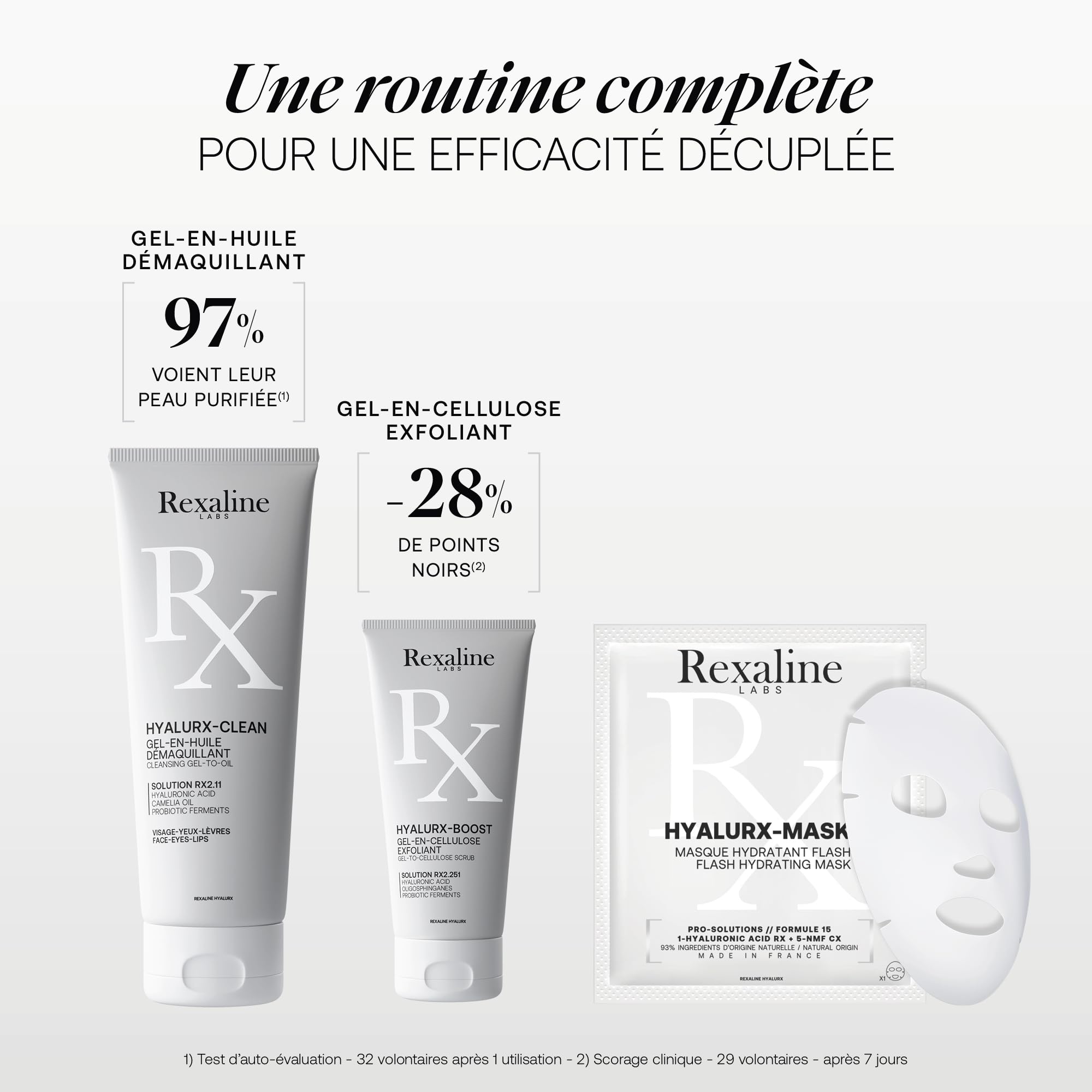Rexaline HYALURX-BOOST – 12 Maschere Idratanti Flash – Acido Ialuronico & Niacinamide – Reidratazione Immediata & Luminosità Viso – Tutti i Tipi di Pelle – Maschere in Tessuto Monouso