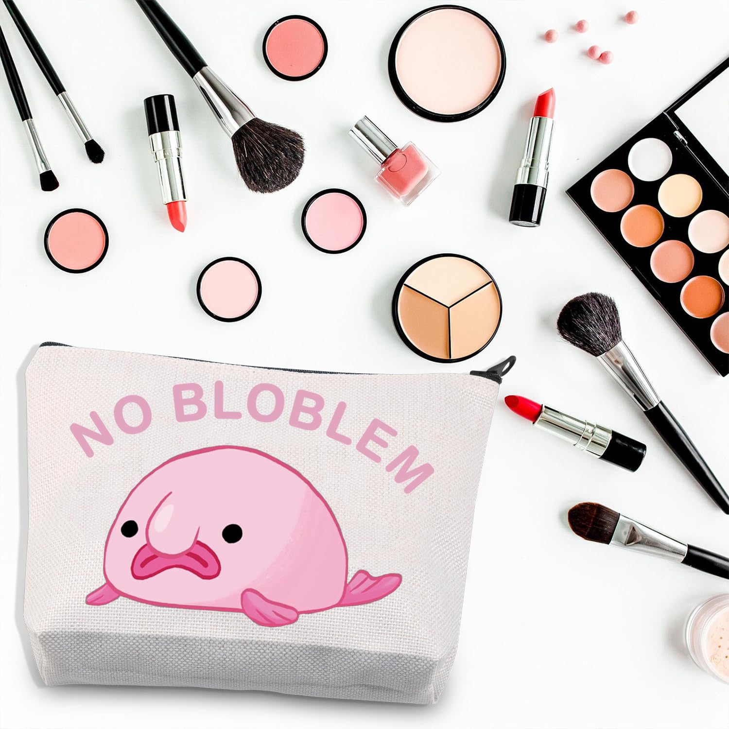 PLITI Blobfish Makeup Bag Blobfish Lover Gift No Bloblem Gift for Blobfish Fans Gift Fish Lover Gift Sea Animal Lovers Gift (No BloblemU) - Image 3