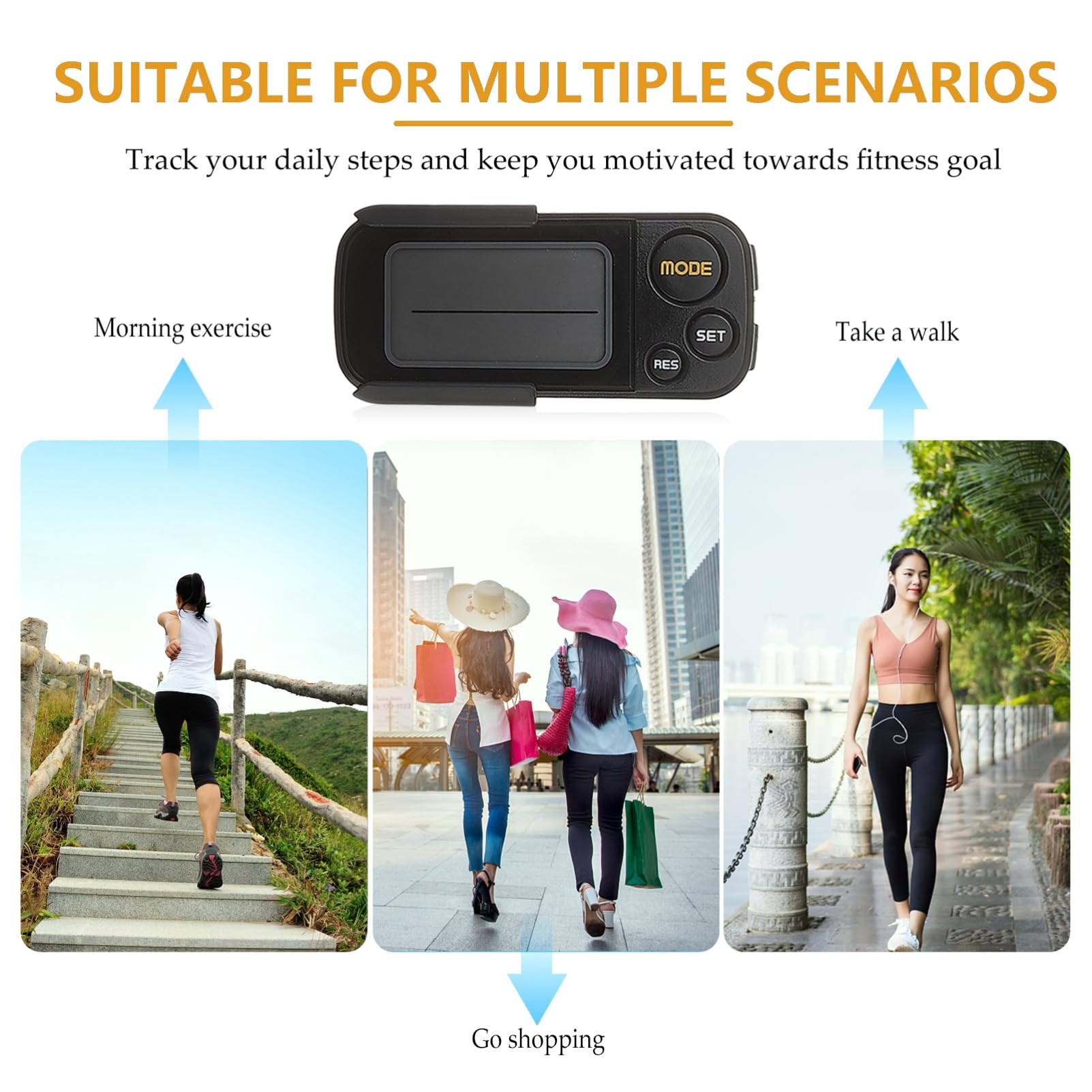 Toyvian Digital Pedometer with Sensor Technology Portable Clip Walking Tracker Easy Read Screen Lightweight and Compact for Exercise for Fitness Enthusiasts