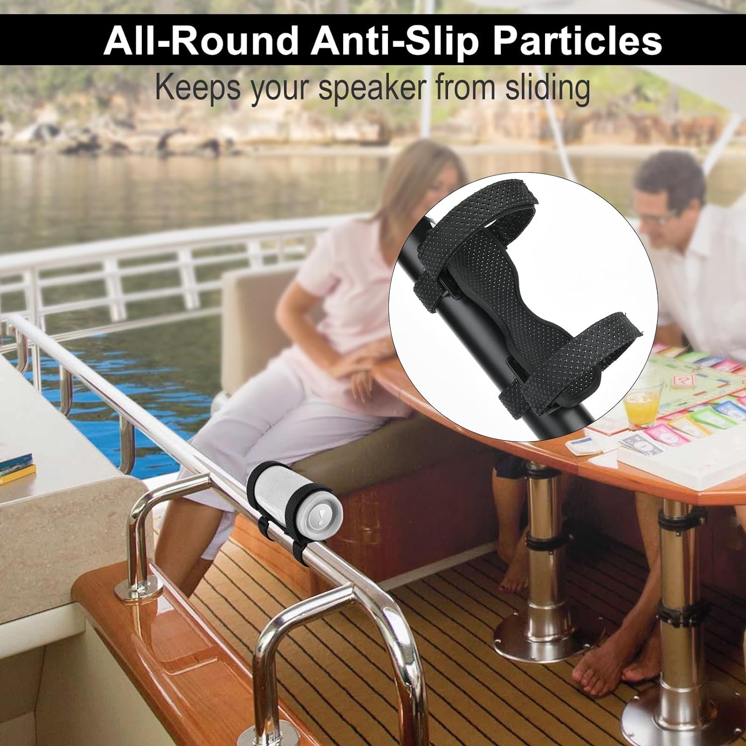 TXEsign Portable Speaker Mount for Bike/Golf Cart/Boat Railing, Adjustable Strap Bike Speaker Holder Attachment for JBL Charge 5/Charge 6/Flip 5/Flip 6/Flip 7/Beats Pill - Image 5