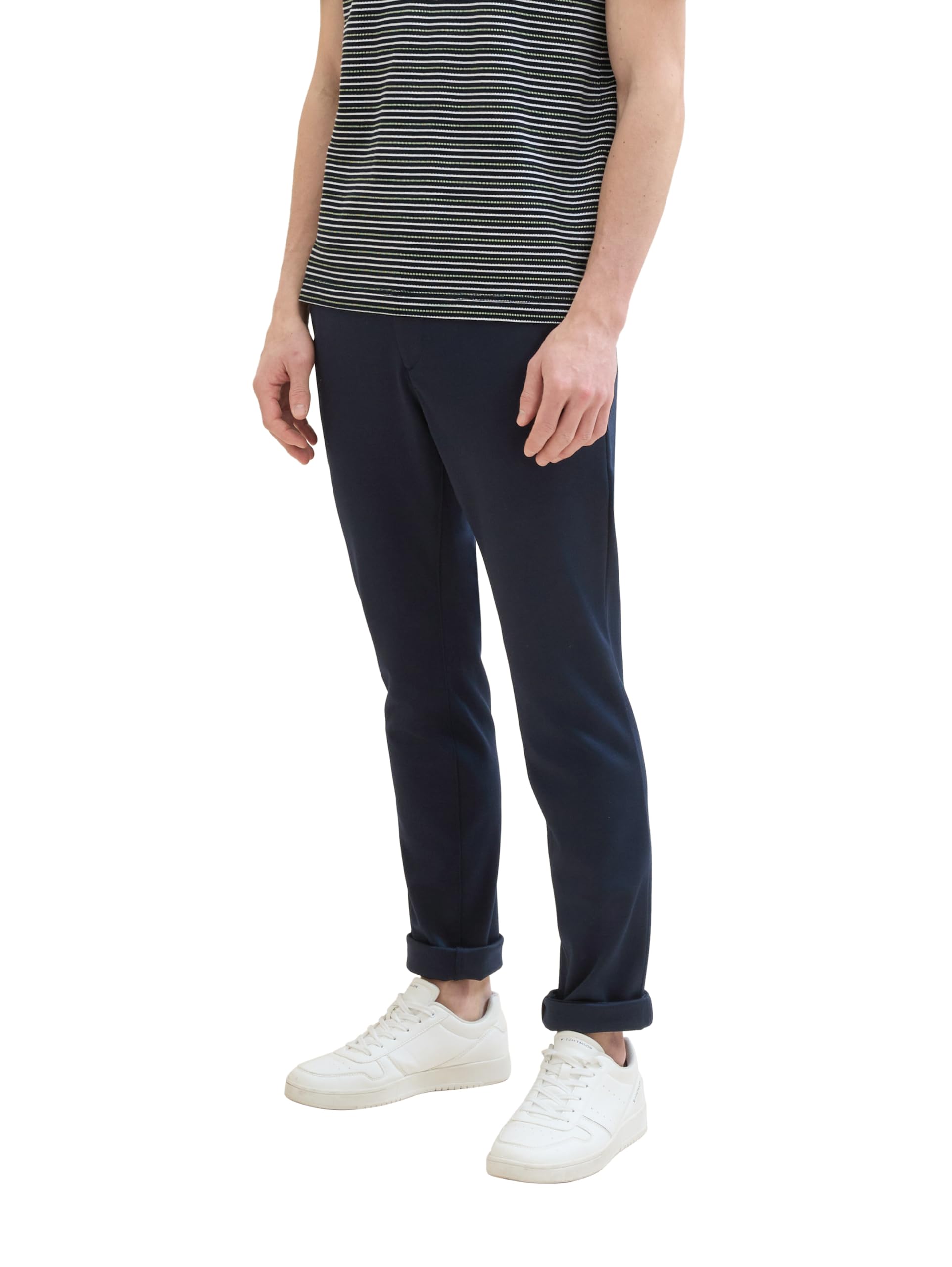 TOM TAILOR Herren Slim Fit Chino Hose aus Stretch Piqué mit Gürtel