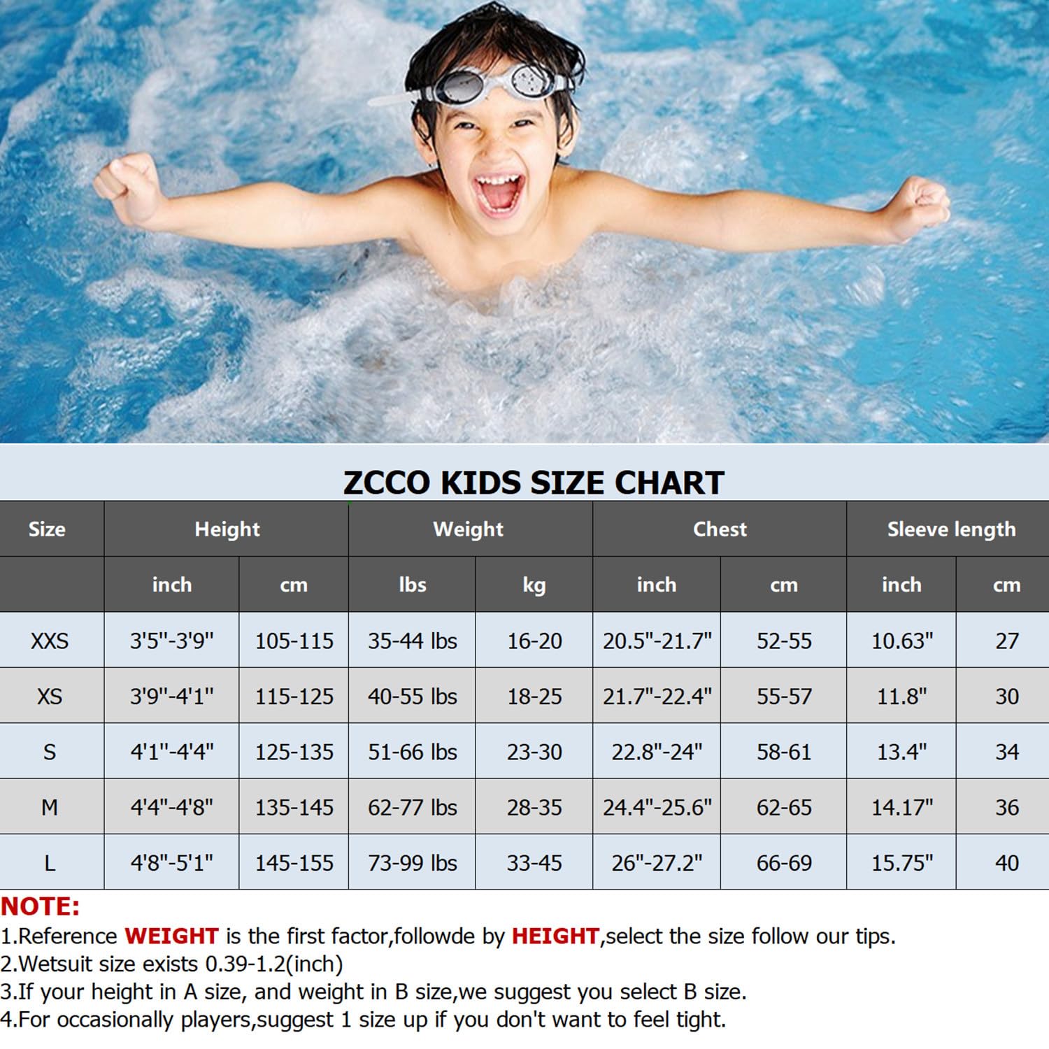 Traje de Neopreno para niños ZCCO, Traje de baño térmico de Neopreno de 2.5 mm, Trajes húmedos de una Pieza para niños y niñas jóvenes, Traje de baño cálido de Manga Larga para Buceo, natación, Surf