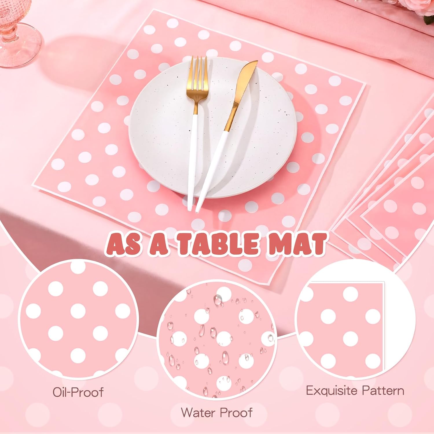Gersoniel 150 Pcs Wax Paper Sheets Greaseproof, Pink, 12x12''