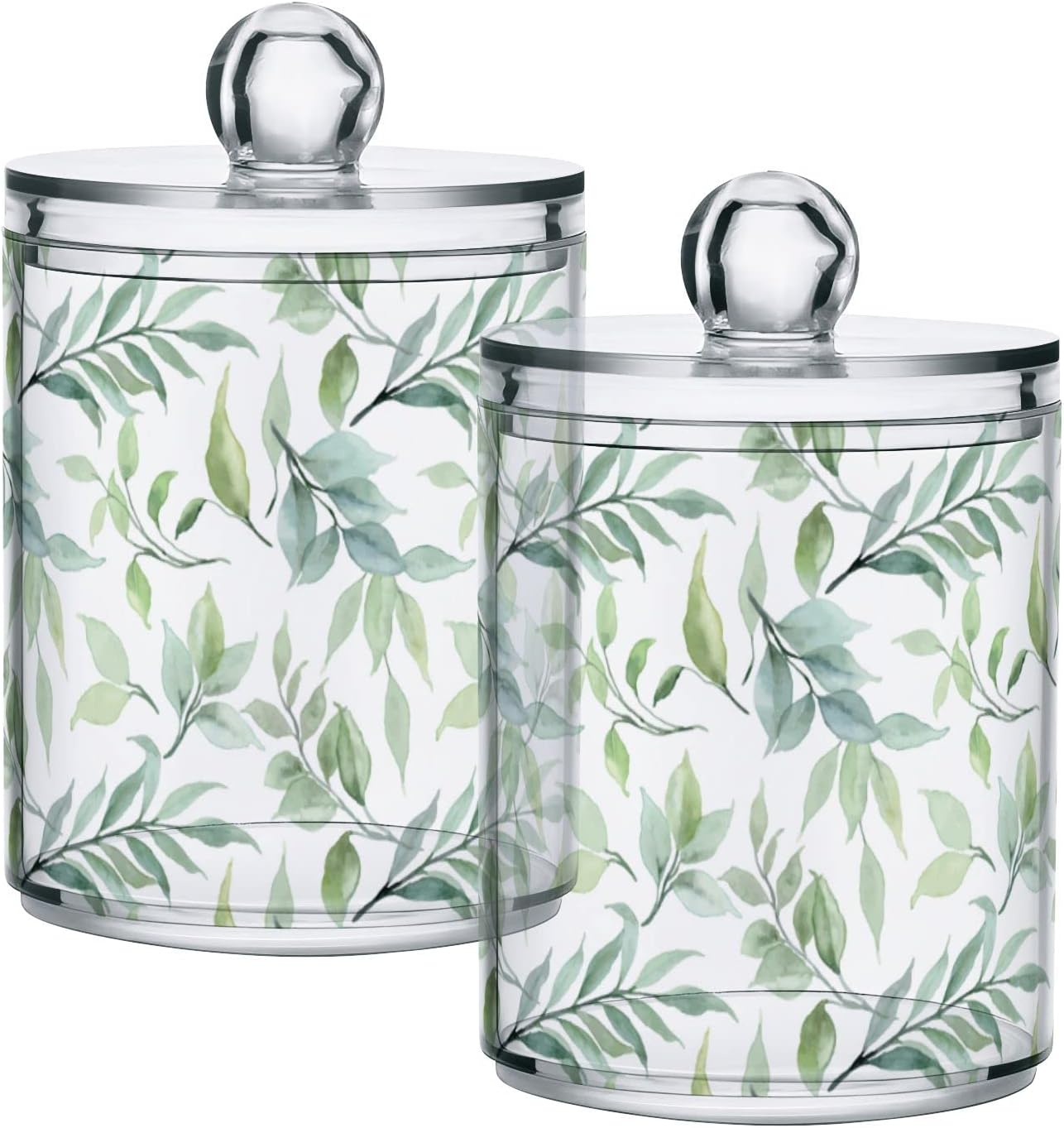 ZOEO Bathroom Canister Set of 2, Green Leaf Plant Summer