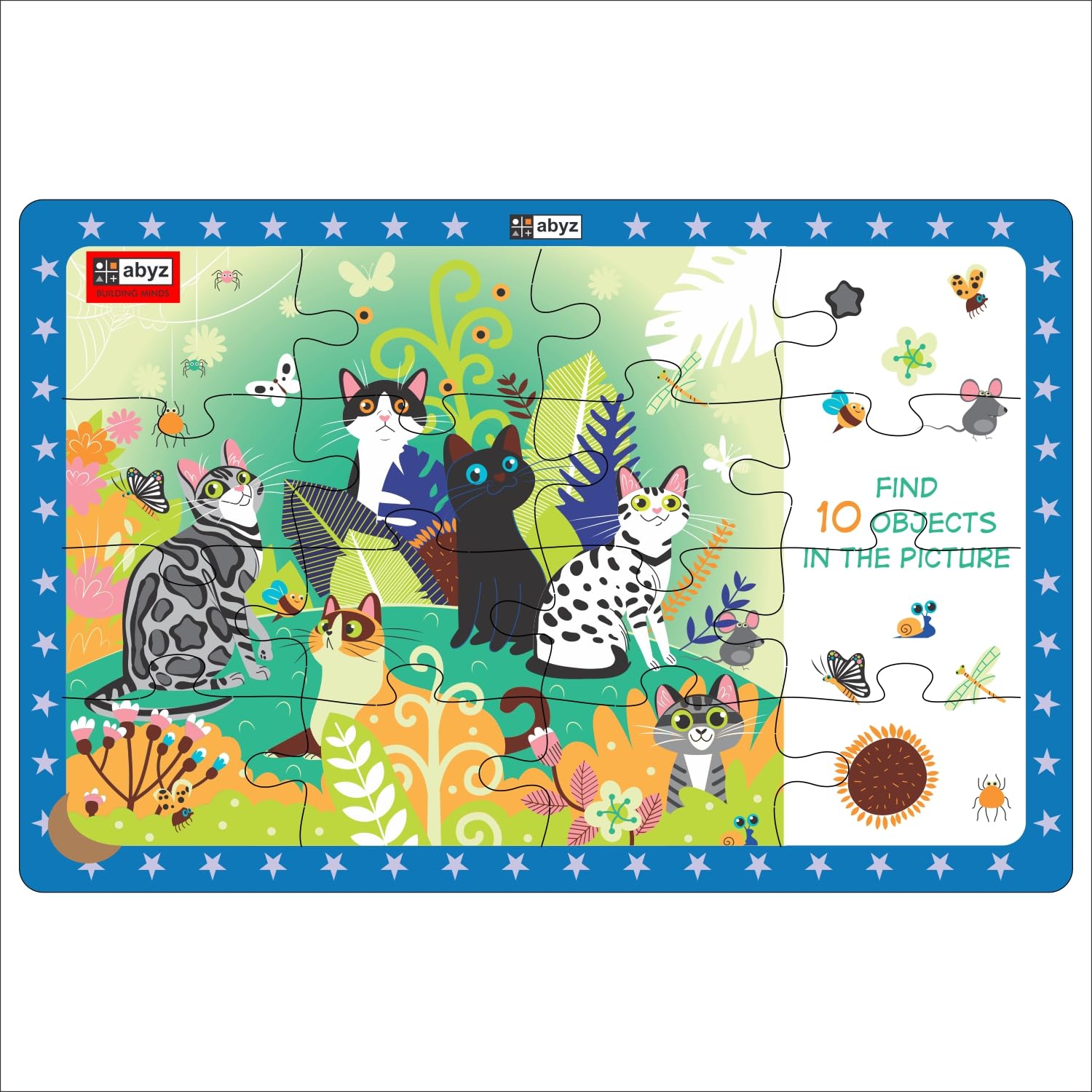 ABYZ 2-in-1 Wooden Jigsaw Puzzle Cats in Jungle with 16 Pieces - Engage Kids Further with Find The Things Activity After Completing The Puzzle - Suitable for Ages 3 and Up! (B0D2TV6Y6T) Amazon Price History, Amazon Price Tracker