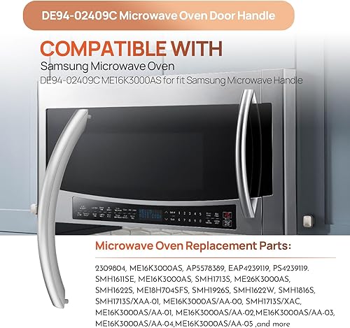 Miniatura 5 de ME16K3000AS Reemplazo de la manija de la puerta del horno de microondas para las piezas de las microondas de Samsung Modelo DE94-02409C SMH1611SE