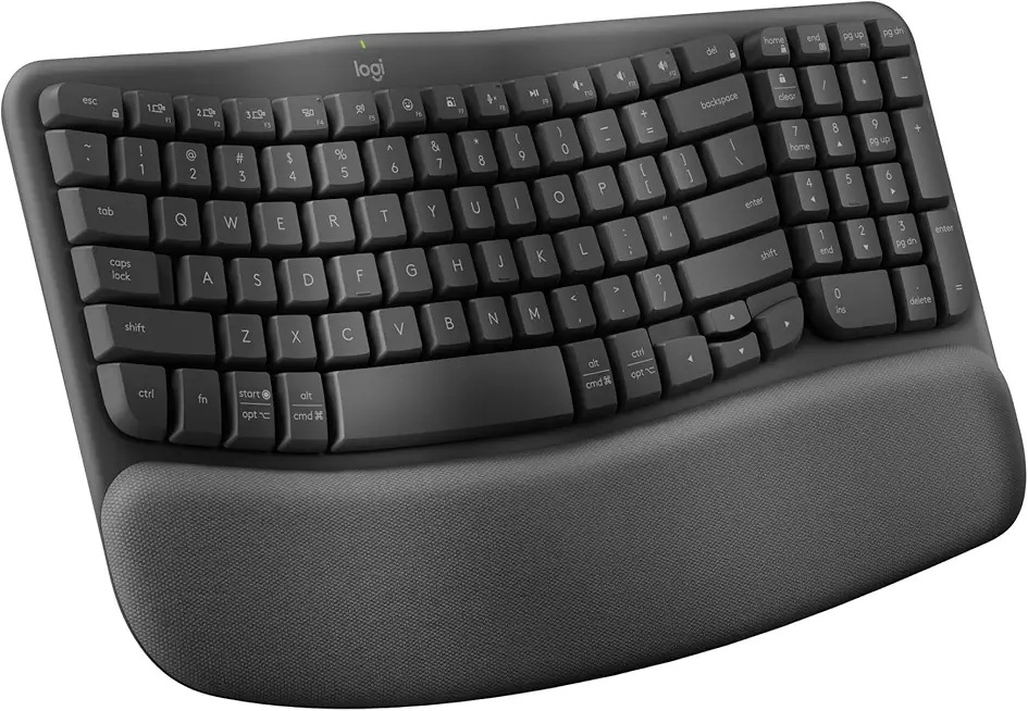 Logitech Wave Keys Wireless Ergonomic Keyboard with Cushioned...