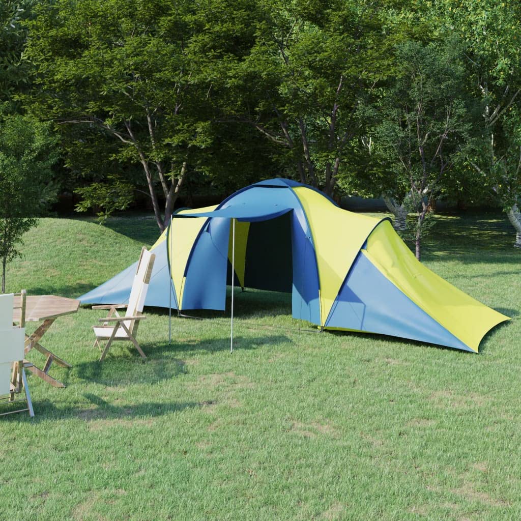 Campingzelt für Personen Blau und Grün mit Kabinen, atmungsaktivem Innenzelt, Moskitonetz, Vorzelt und Tragetasche für Camping, Outdoor, Wanderung, Trekking und Festival