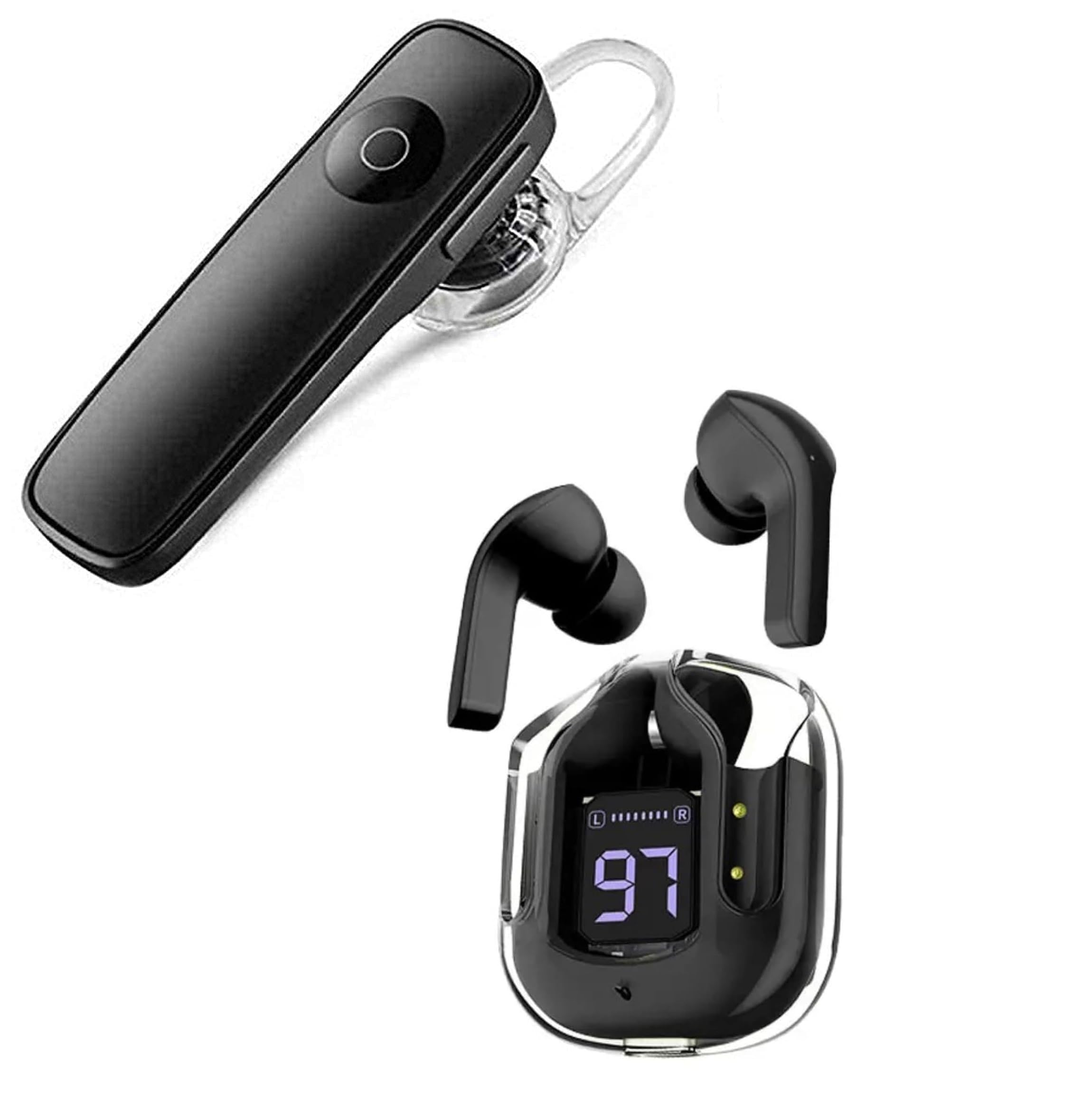 EASYSHOP Wireless Ultrapods Earbuds TWS with Single Bluetooth Earphones with Transparent Charging Case Combo Offer-image-12