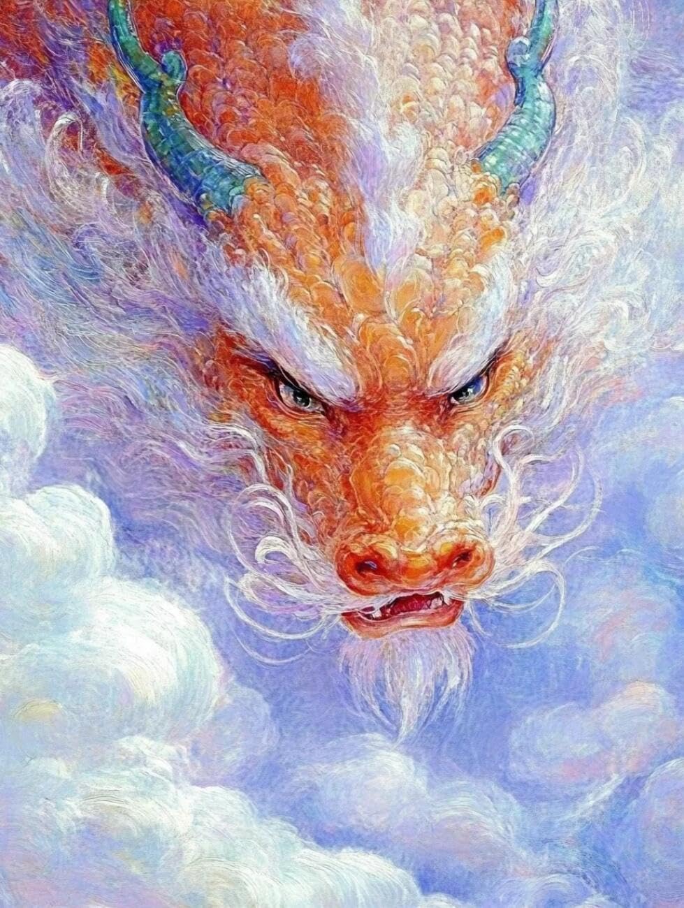 RKFLGEW Animal 14CT Counted Cross Stitch Kits Eastern Dragon Embroidery Kit for Beginners Adult DIY Cross Stitches Needlepoint Set Home Decoration 40x50cm