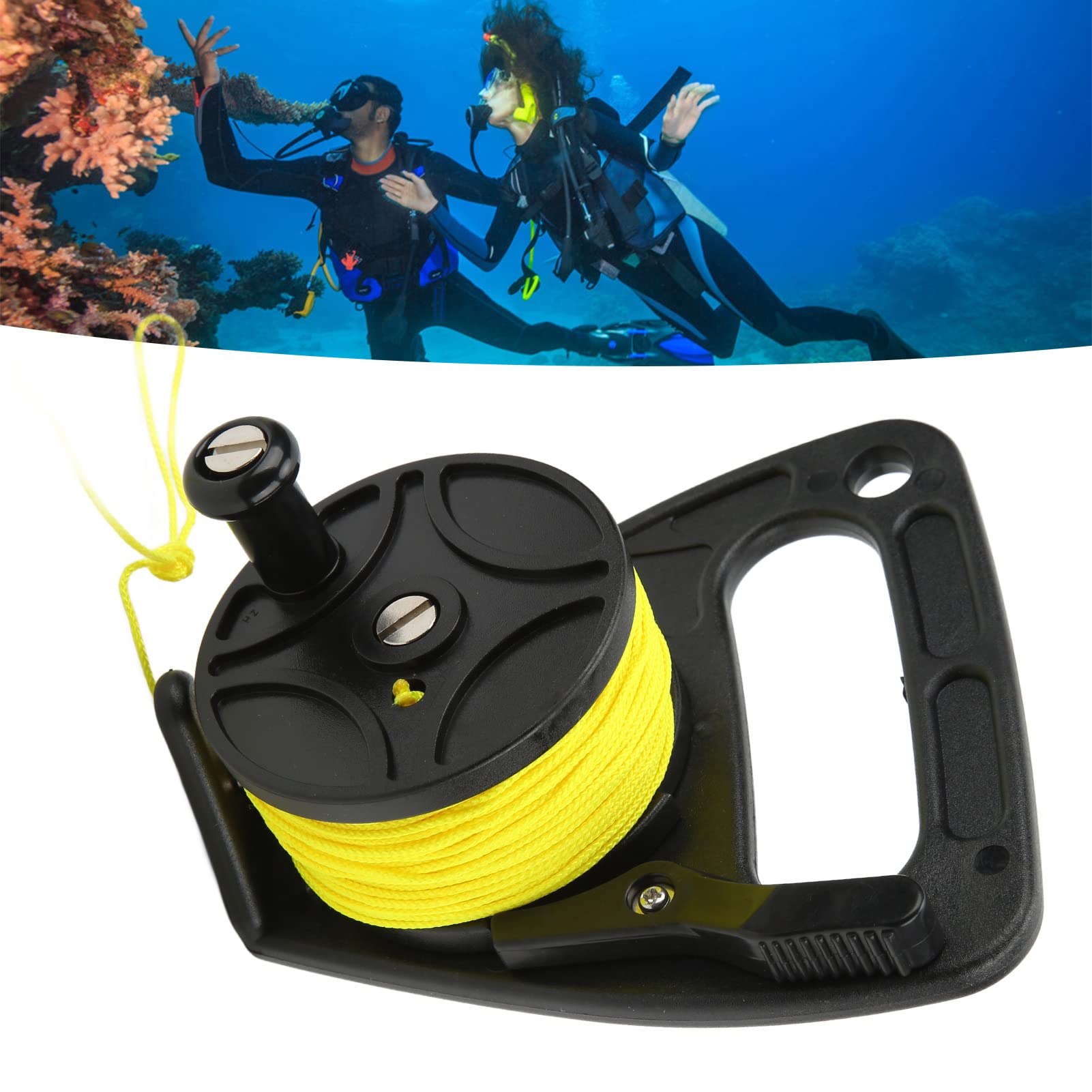 NYSUZHOUJI Scuba Diving Reel Strong Nylon Thread Spool Controller Portable for Underwater Sports Pc Nylon Stainless Steel (Black Wheel)