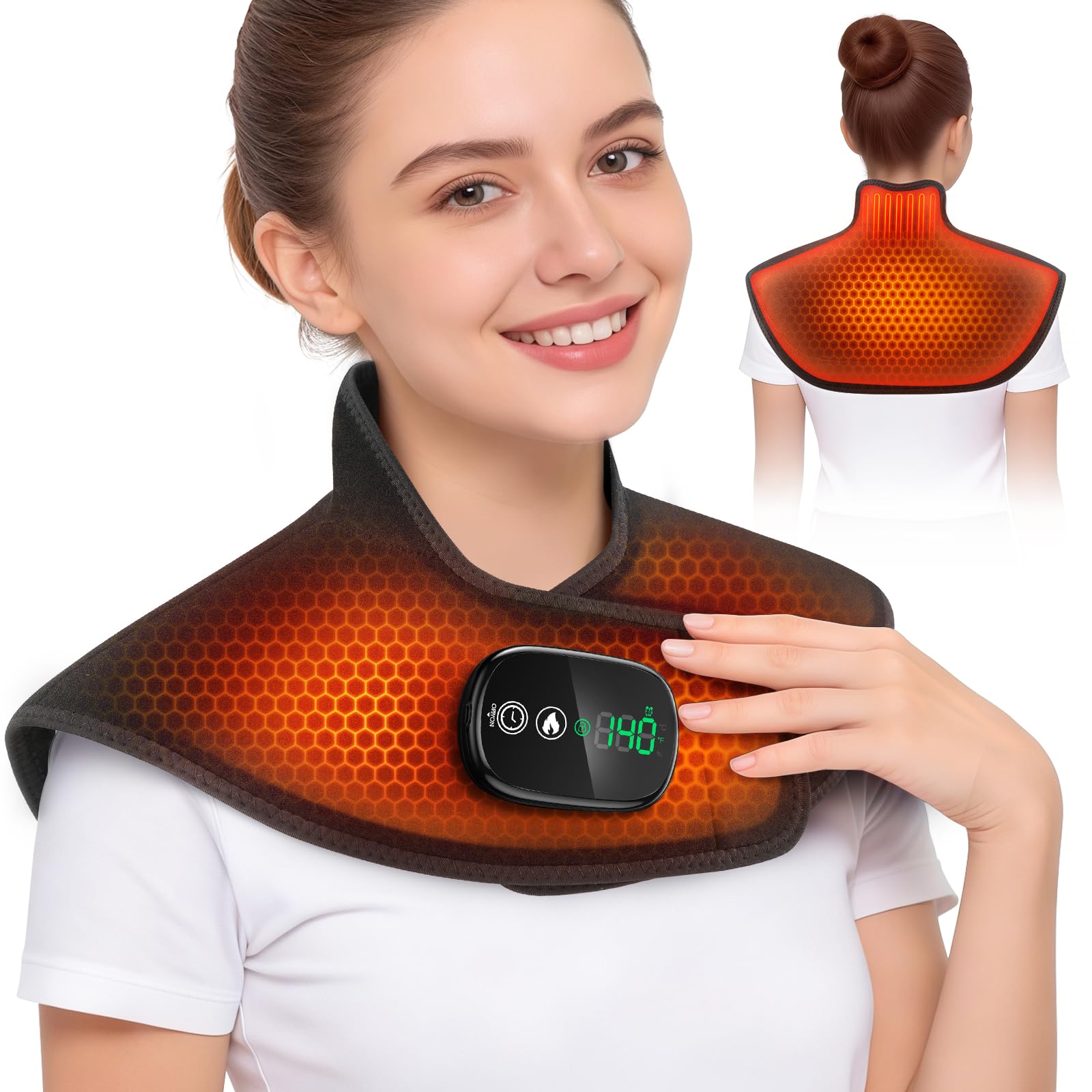 Photo 1 of Neck and Shoulder Heating Pad Cordless for Pain Relief, Heated Neck and Shoulder Wrap Electric Warmer Pads