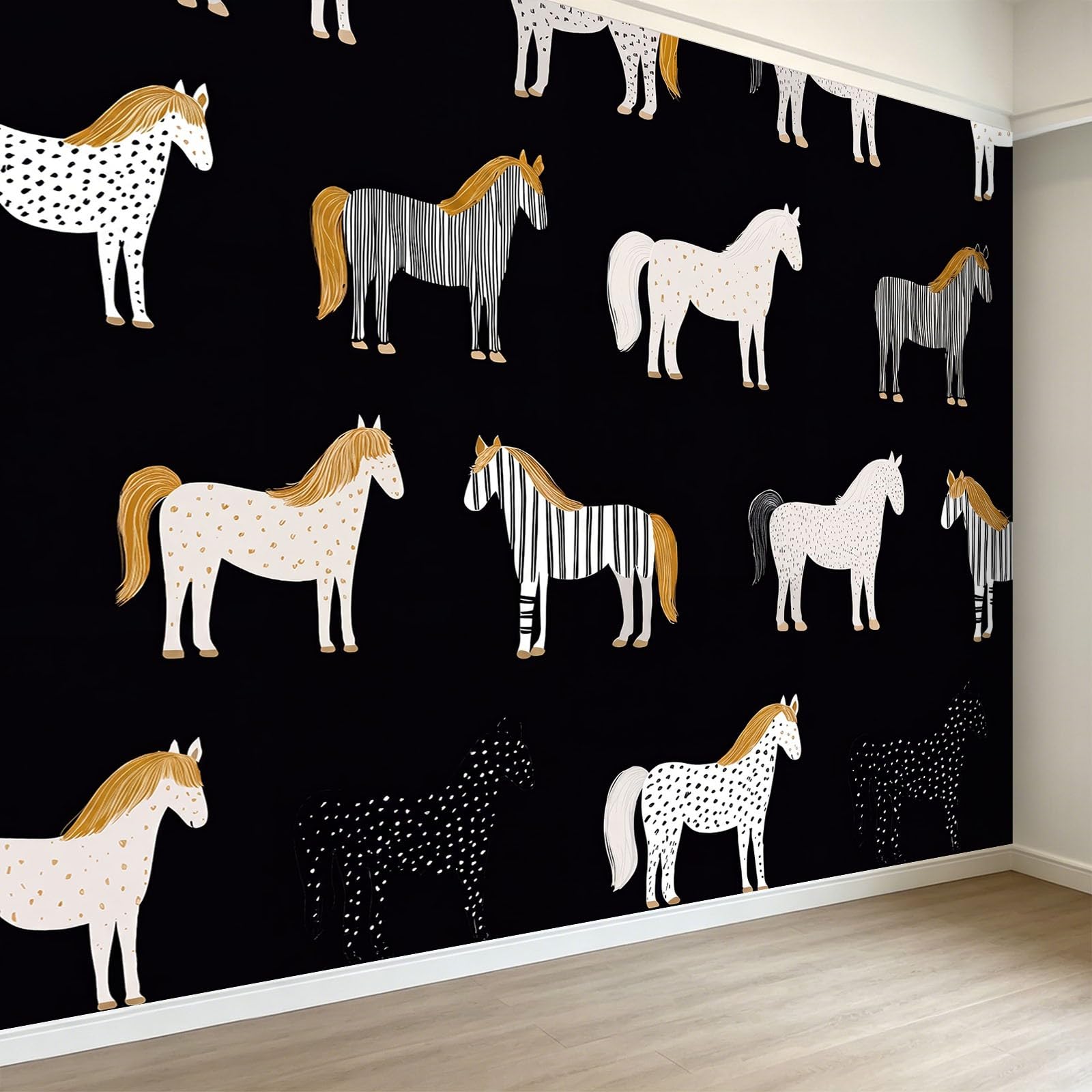 Papier peint panoramique zèbre pour masquer un mur terne et sans relief