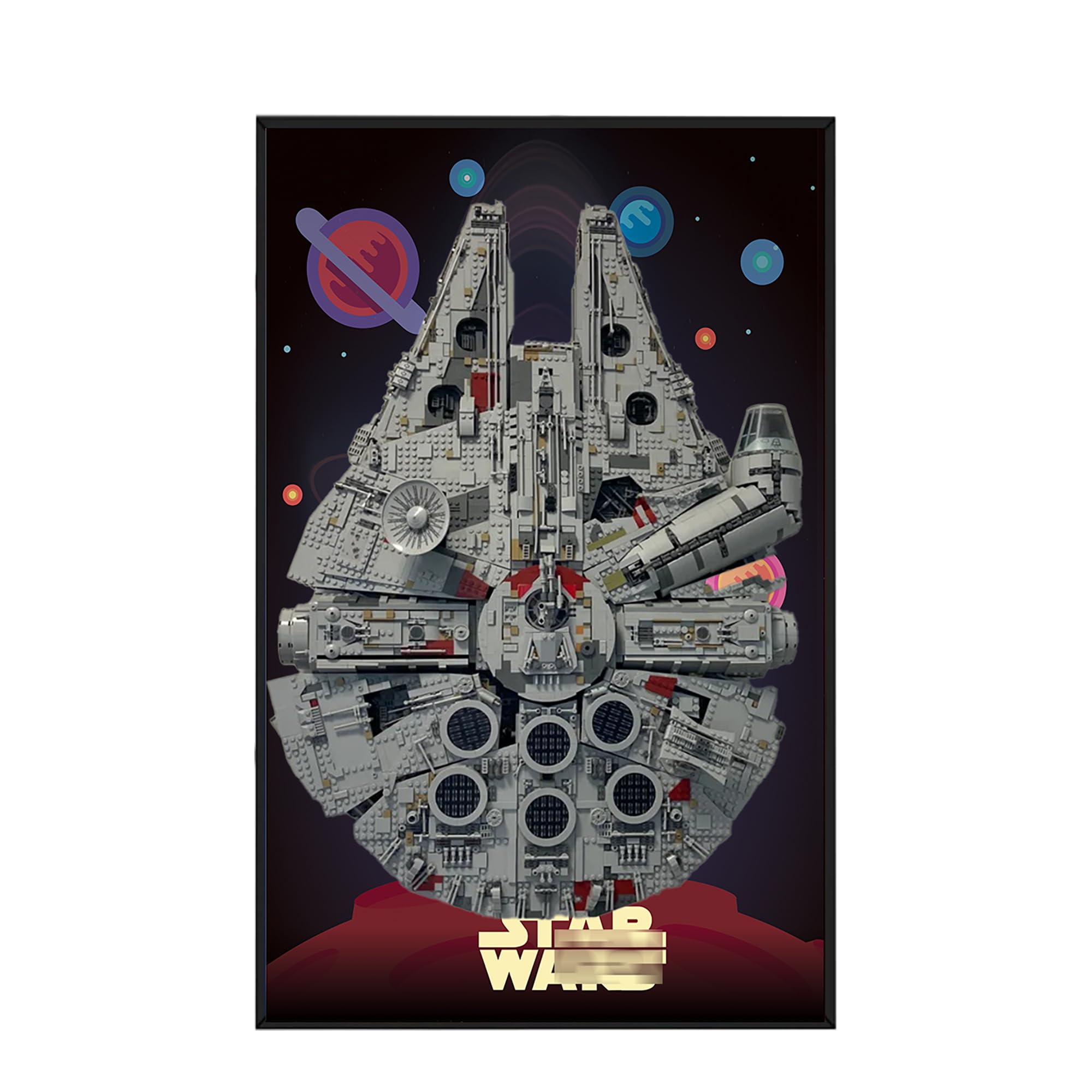 Display Wallboard for Lego 75192 Ultimate Millennium Falcon - Wall Mount Display Stand Art Wall Mount Frame for Racing Car Building Set, for Car Enthusiasts - 50 x 80 CM (75192 G)