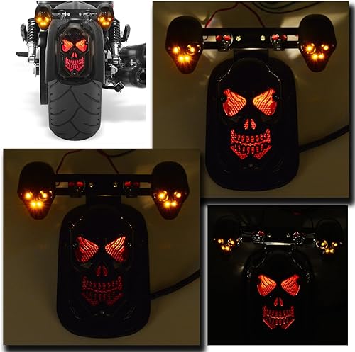 Miniatura 2 de Astra Depot Luz trasera de freno integrada con calavera de motocicleta, luz intermitente, compatible con Ducati Benelli Aprilia Victory
