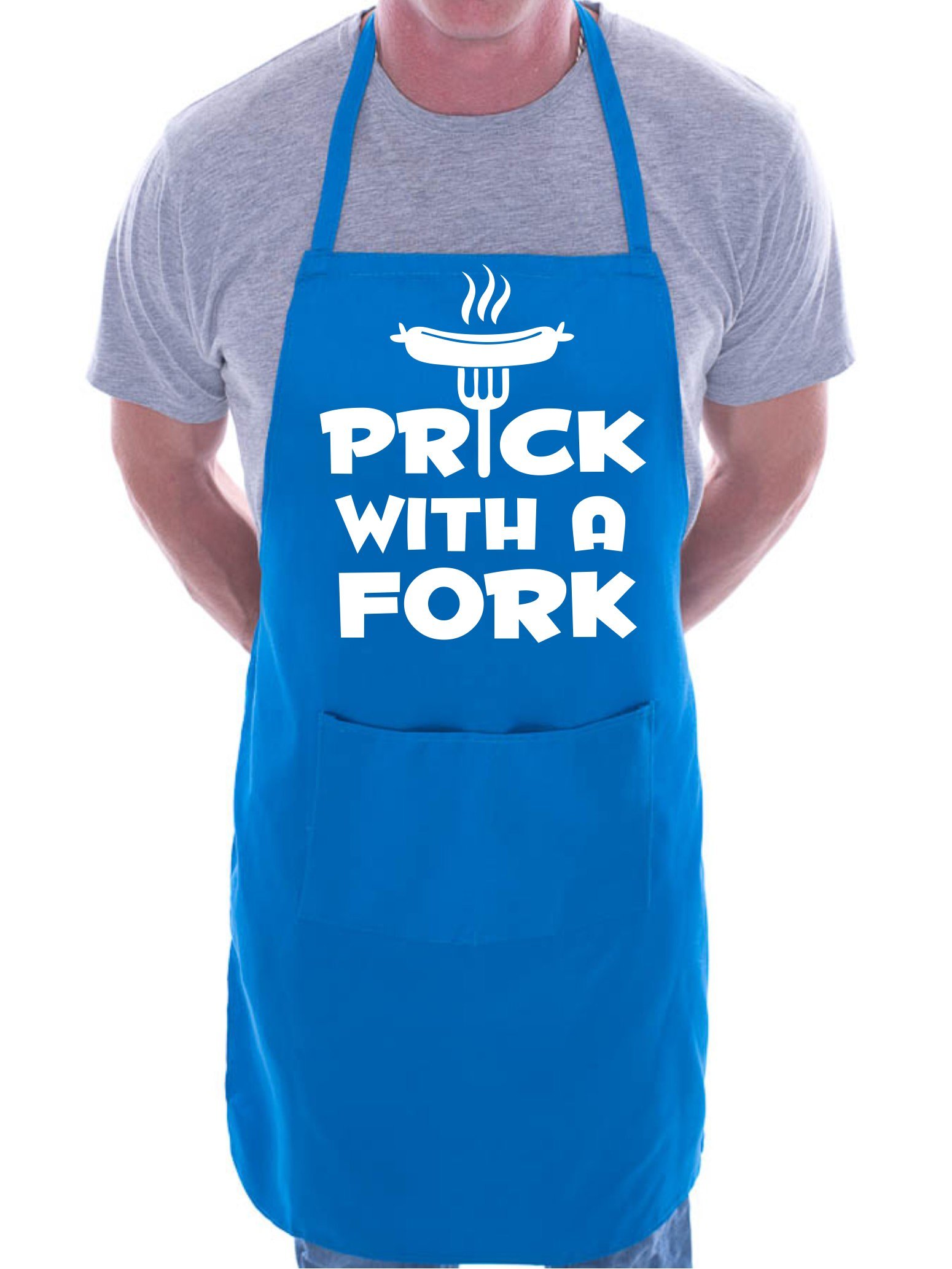 Print4U Prick With a Fork BBQ Cooking Funny Novelty Apron Blue