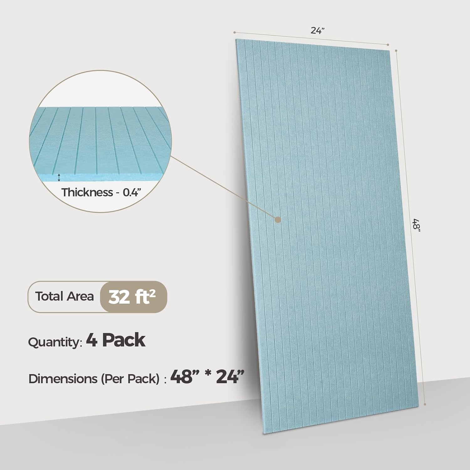 AKUMAX Sound Proof Foam Panles-Self-Adhesive Soundproof Wall Panels,Acoustic Foam Panels Soundproofing Noise Cancelling Wedge Panels for Home Office Recoding Studio 4 Pack 47.2"x23.6"x0.72" Blue