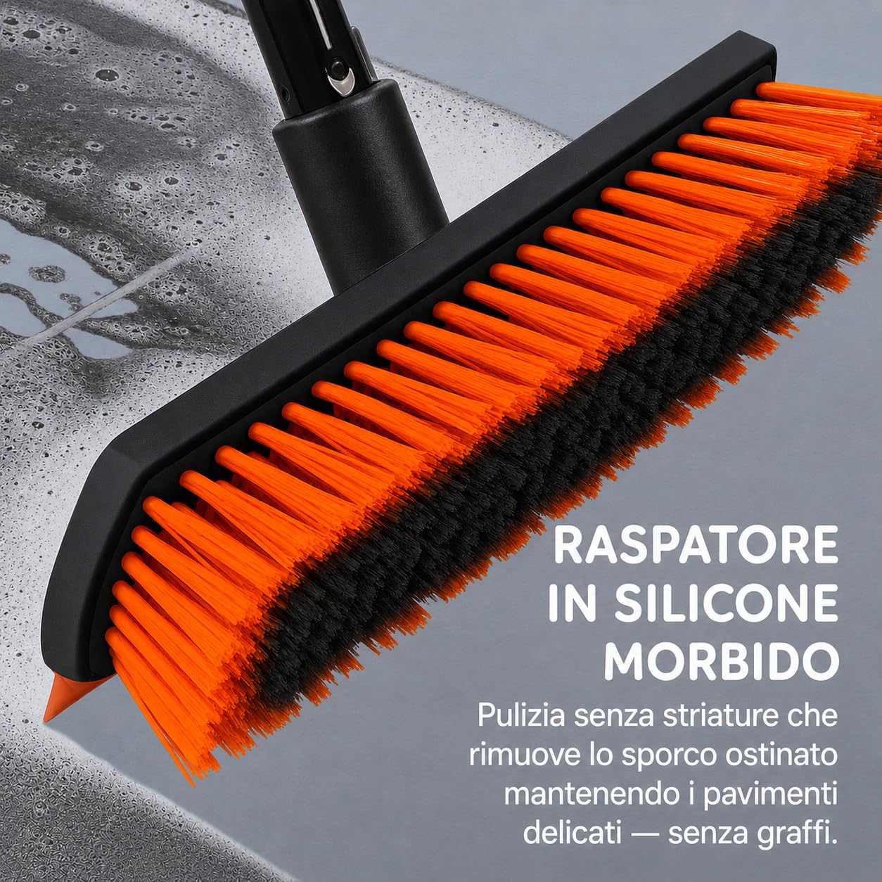 CUQOO Scopa resistente per esterni, spazzola con setole rigide con manico lungo per giardino, patio, vialetto e garage, spazzola resistente per esterni, ideale per superfici dure, pavimentazioni in