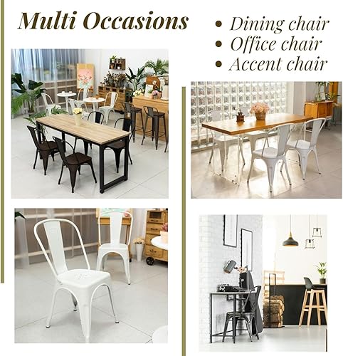 Miniatura 6 de Homy Casa Juego de 2 sillas de comedor de metal, sillas apilables de altura de asiento de 17.3 pulgadas, sillas clásicas de patio, sillas laterales