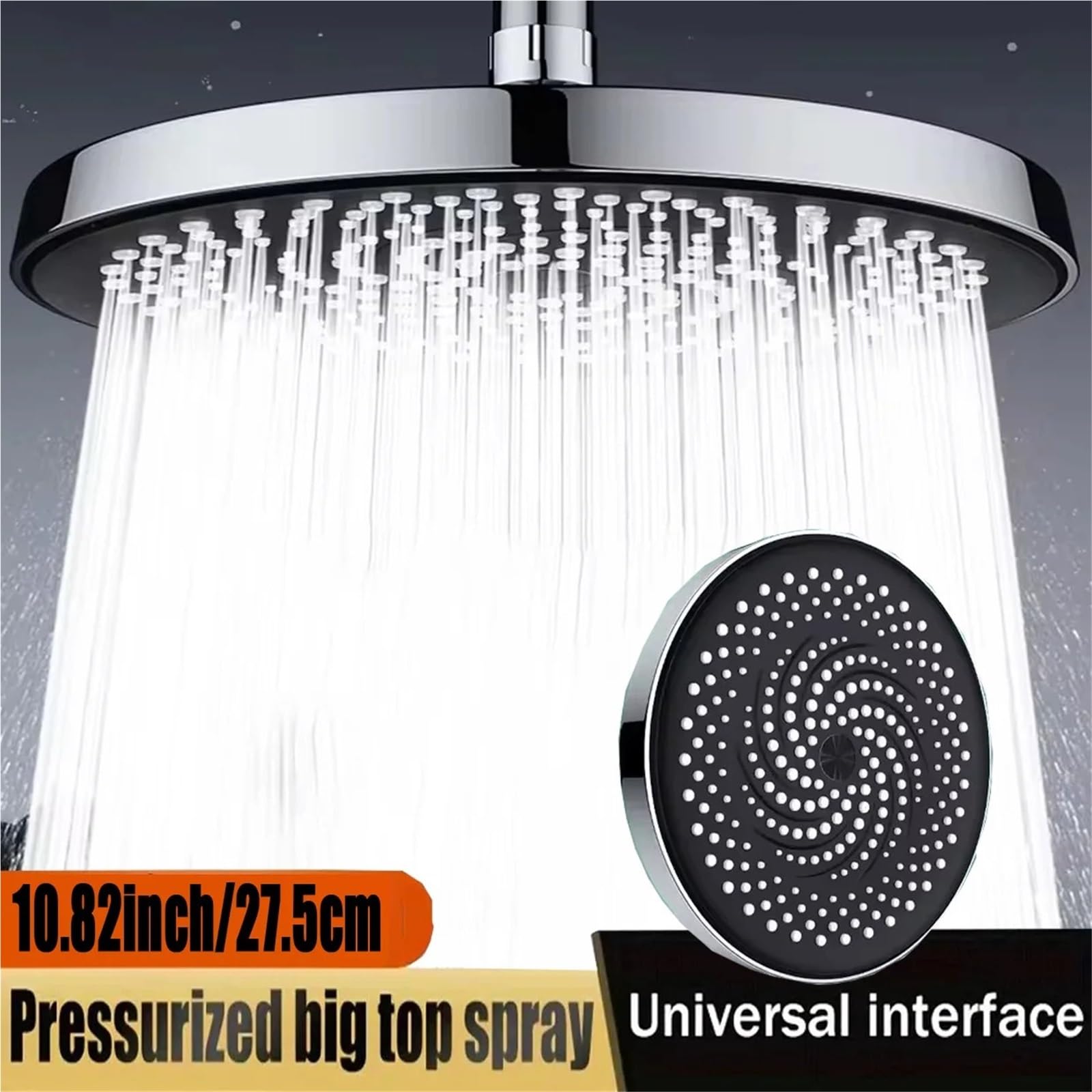 Cabezal de ducha tipo lluvia Presión del cabezal de ducha con ahorro agua y panel grande 275 mm