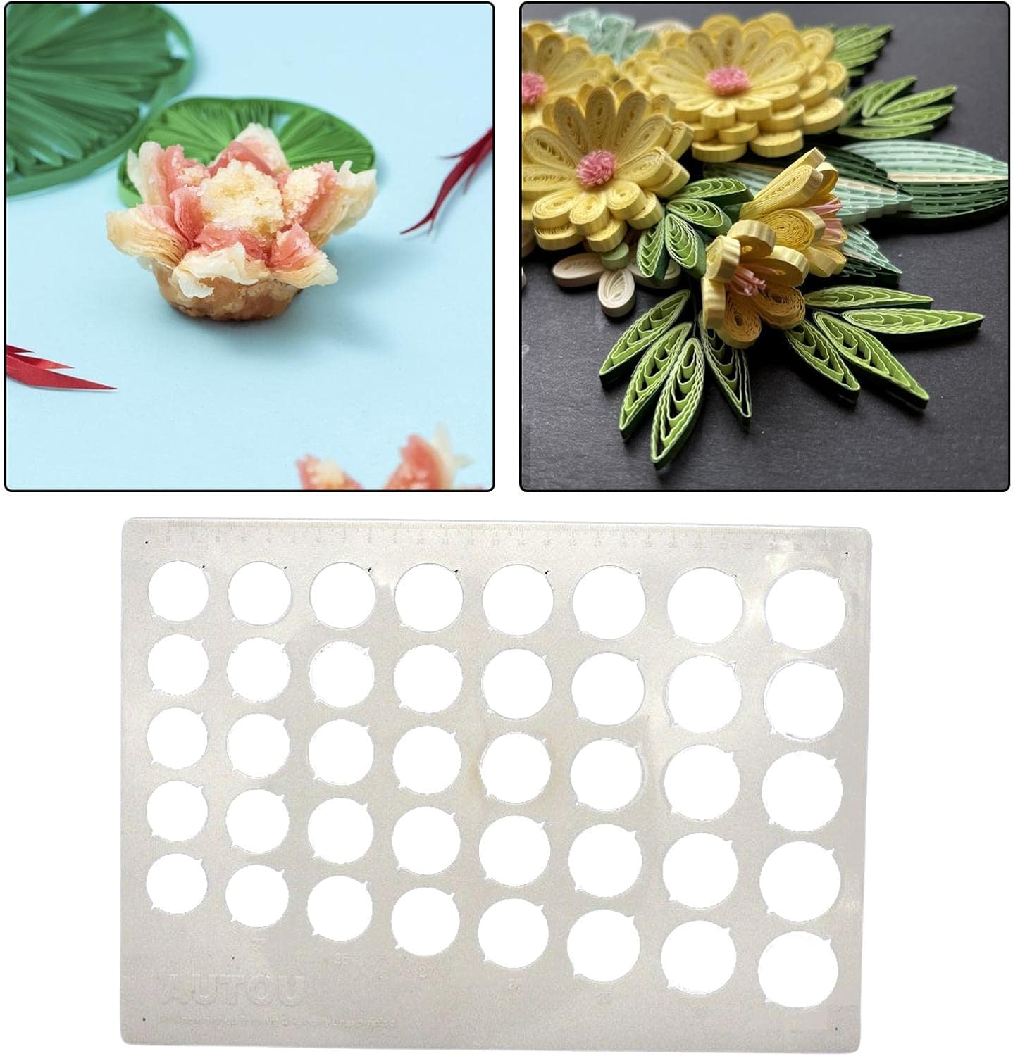 Quilling Board Quilling Shape Board Paper-Rolling Quilter Grids Paper Quilling Tool for DIY Art (Big Holes)