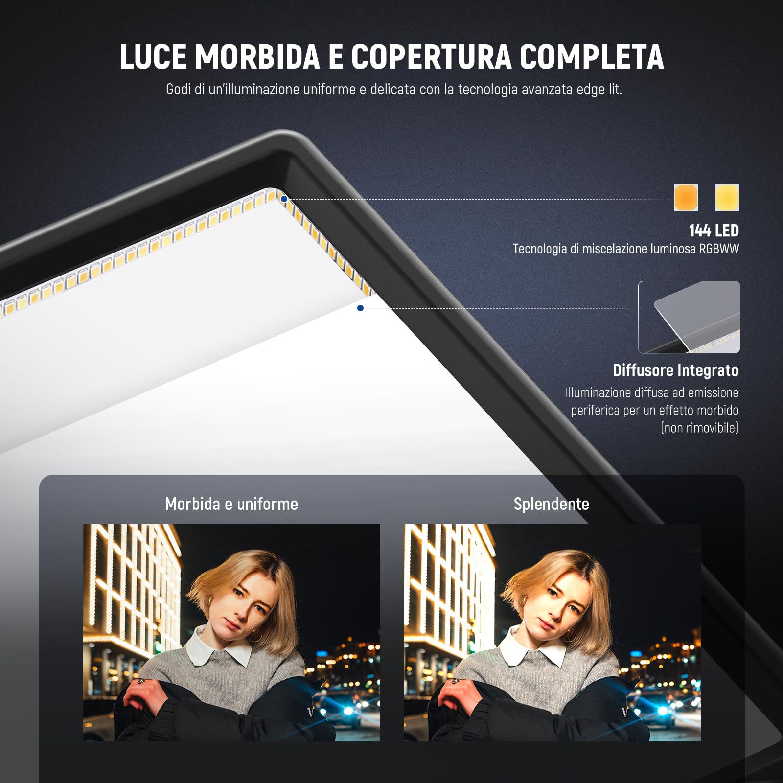 NEEWER Pannello Luce Video a 192 LED, Luce Fotocamera DSLR Ultra Sottile Bicolore Dimmerabile 20W, Batteria al Litio 4000mAh, 3200K-5600K CRI97+, Key Light per Fotogragrafia Riprese e Streaming Studio
