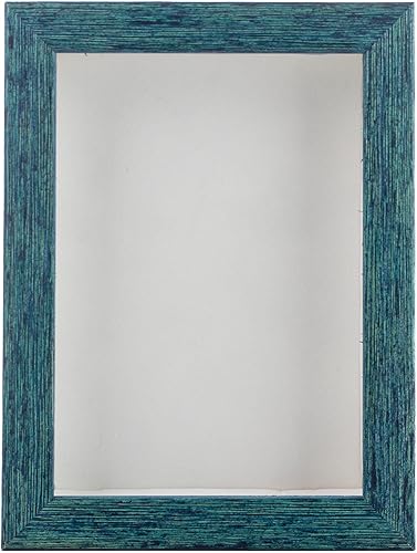 Miniatura 2 de Caja de sombra de 24 x 36 pulgadas, madera de pino maciza azul con alfombrilla de gamuza blanca, con una profundidad de visualización de 1 pulgada,