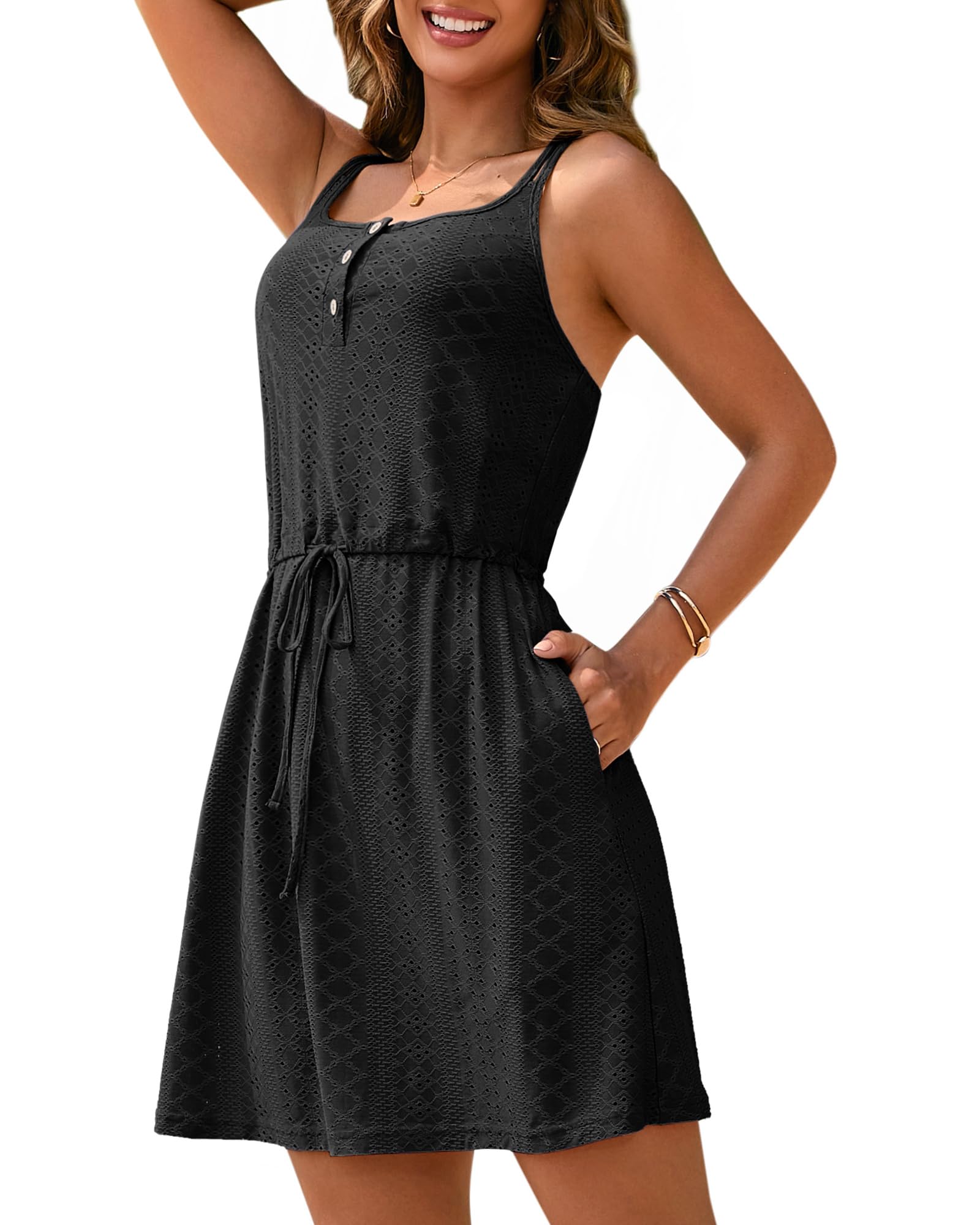 Charmo Women Swimsuit Cover up Hollow Out Bathing Suit Beach Coverup Spaghetti Strap Boho Summer Dress 2025