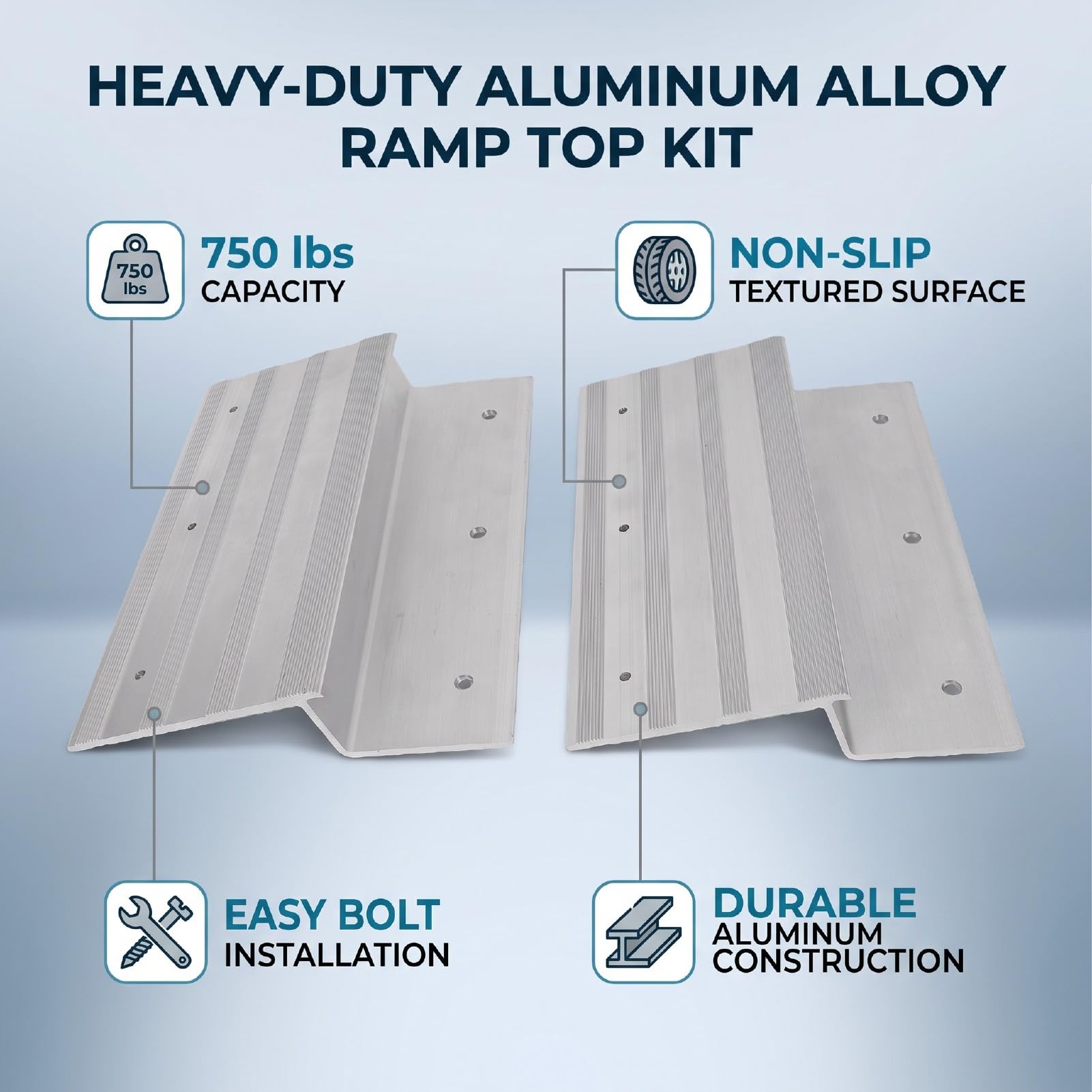 Aluminiowy Zestaw do Rampy 11,25 Cala, 750 Funtów na rampę | Końcówki Rampy Załadunkowej Płyty Rampy dla Przyczep Ciężarowych Motocykle Quady Kosiarki Sprzęt do Trawników