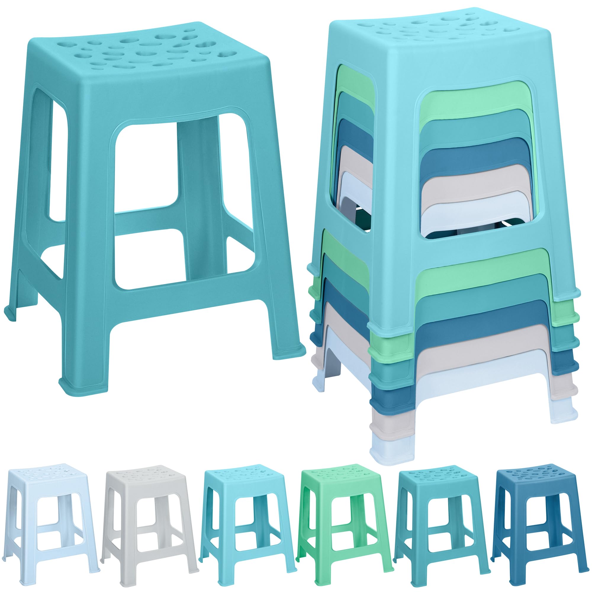 Amazon.com: TURSTIN 6 Pack Plastic Stools 16.9 Inch Nesting Stools