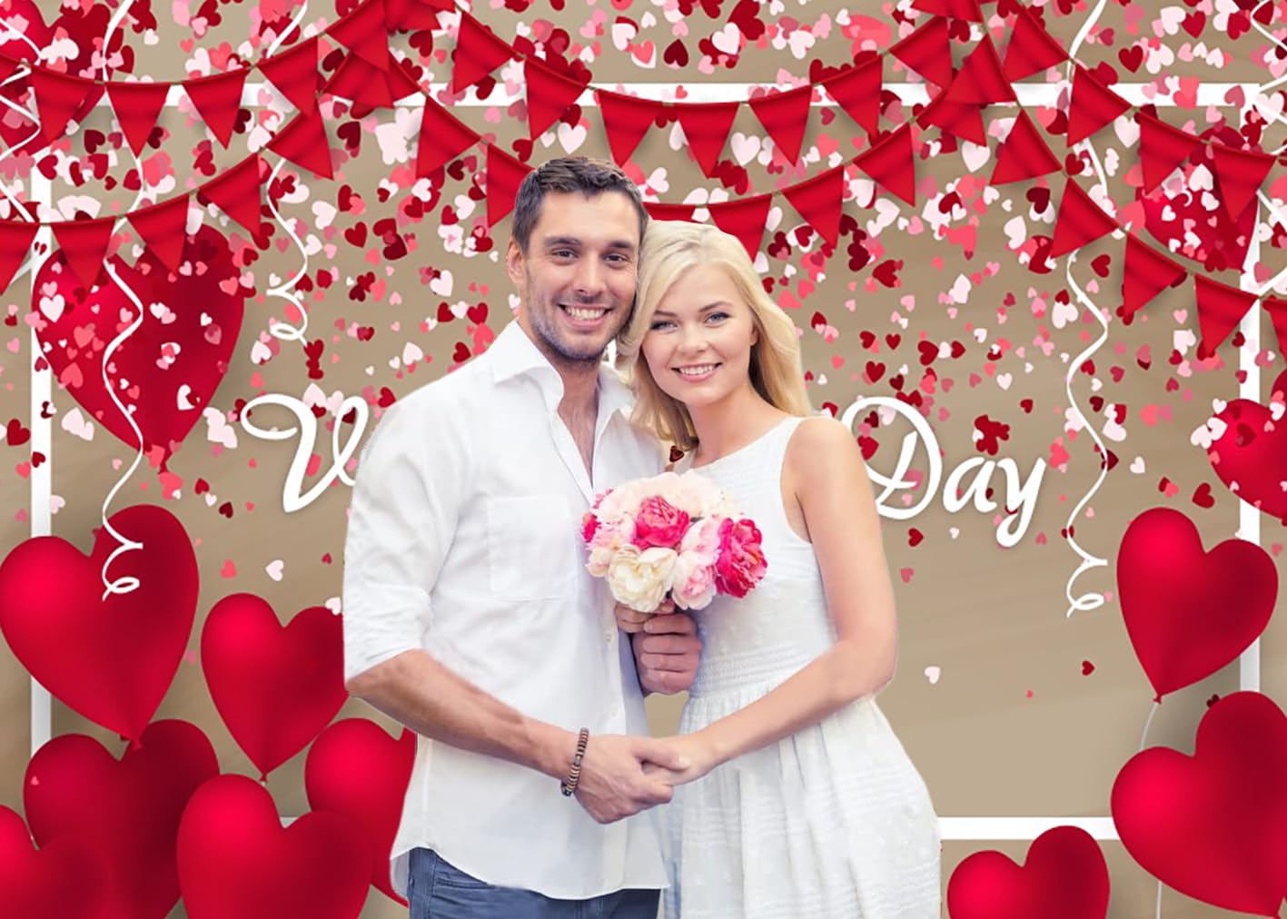 Sfondo In Vinile Per San Valentino – Cuore Rosso Su Muro Di Mattoni – 213x152 Cm – Per Matrimoni, Foto E Feste Romantiche